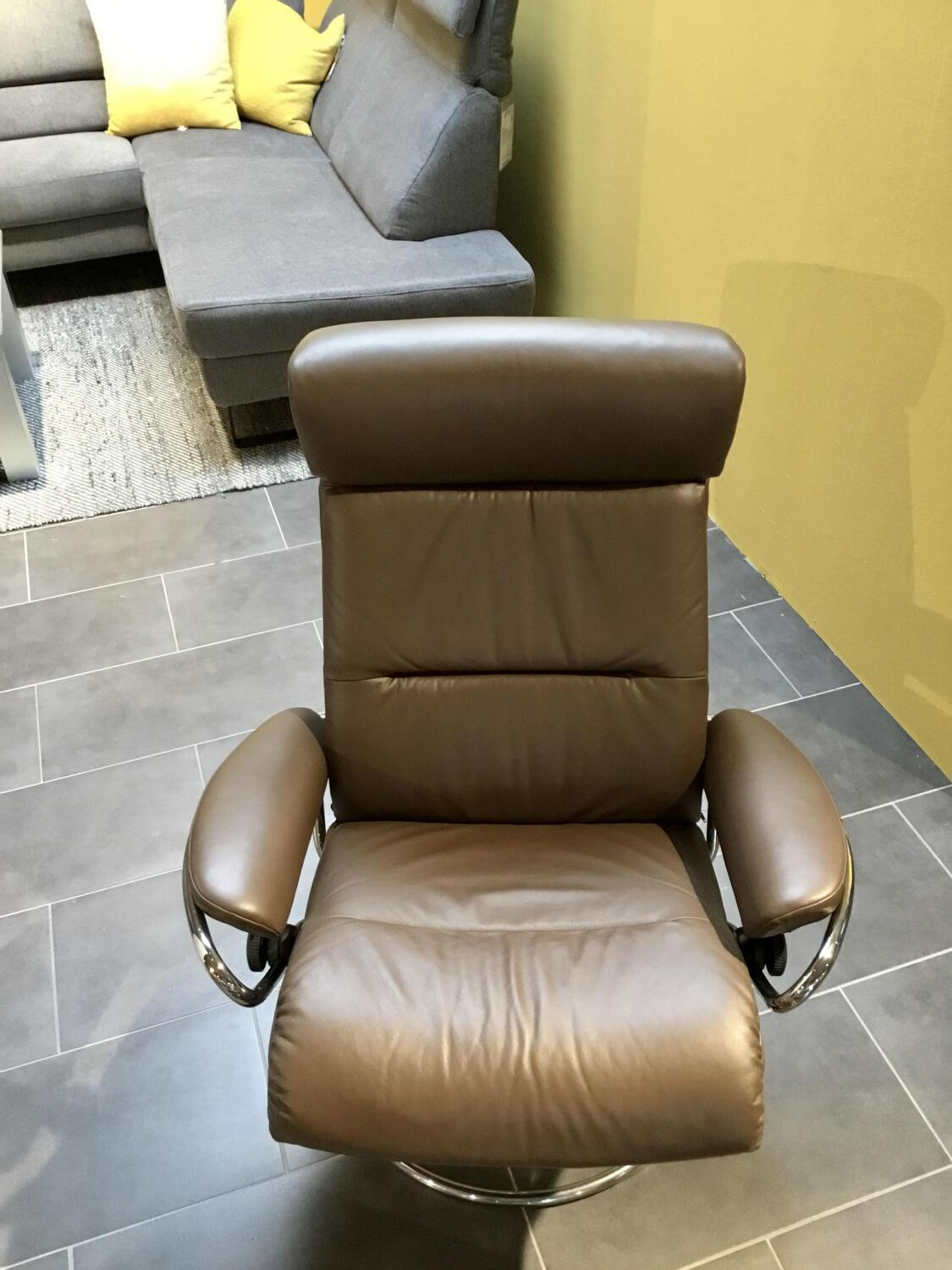 Stressless - Relaxsessel Tokyo High Base Leder Paloma 88 Chestnut Braun Gestell Metall 40 Chrom Inklusive Hocker - 2