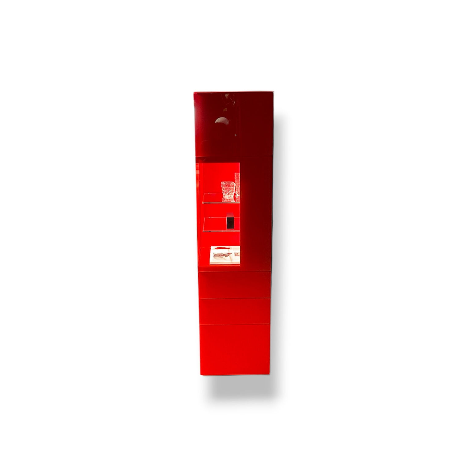 Kettnaker - Vitrinenschrank Soma Lack Rot Abdeckplatte Glas Rot Mit Klarglas Inkl. Beleuchtung - 6
