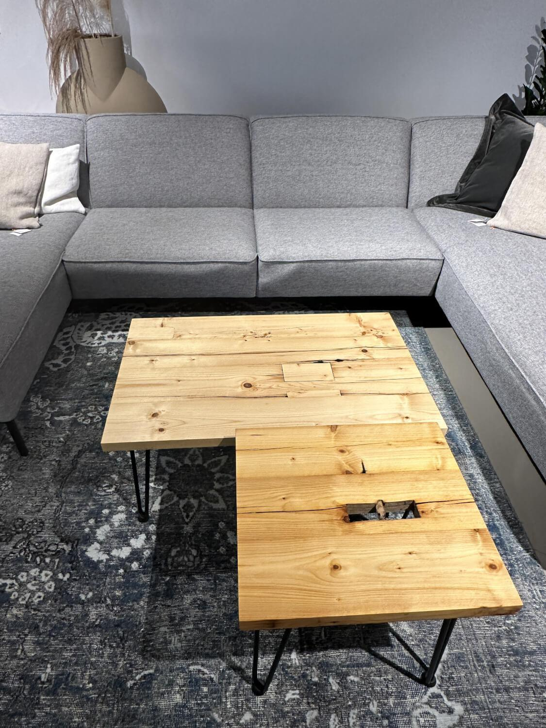 Raum.Freunde - Ecksofa Stoff Arya 4 Grey Grau PG A1 Set 4 Right Metallfuß 146 Schwarz Ohne Dekokissen Sowie Ohne Couchtisch - 7