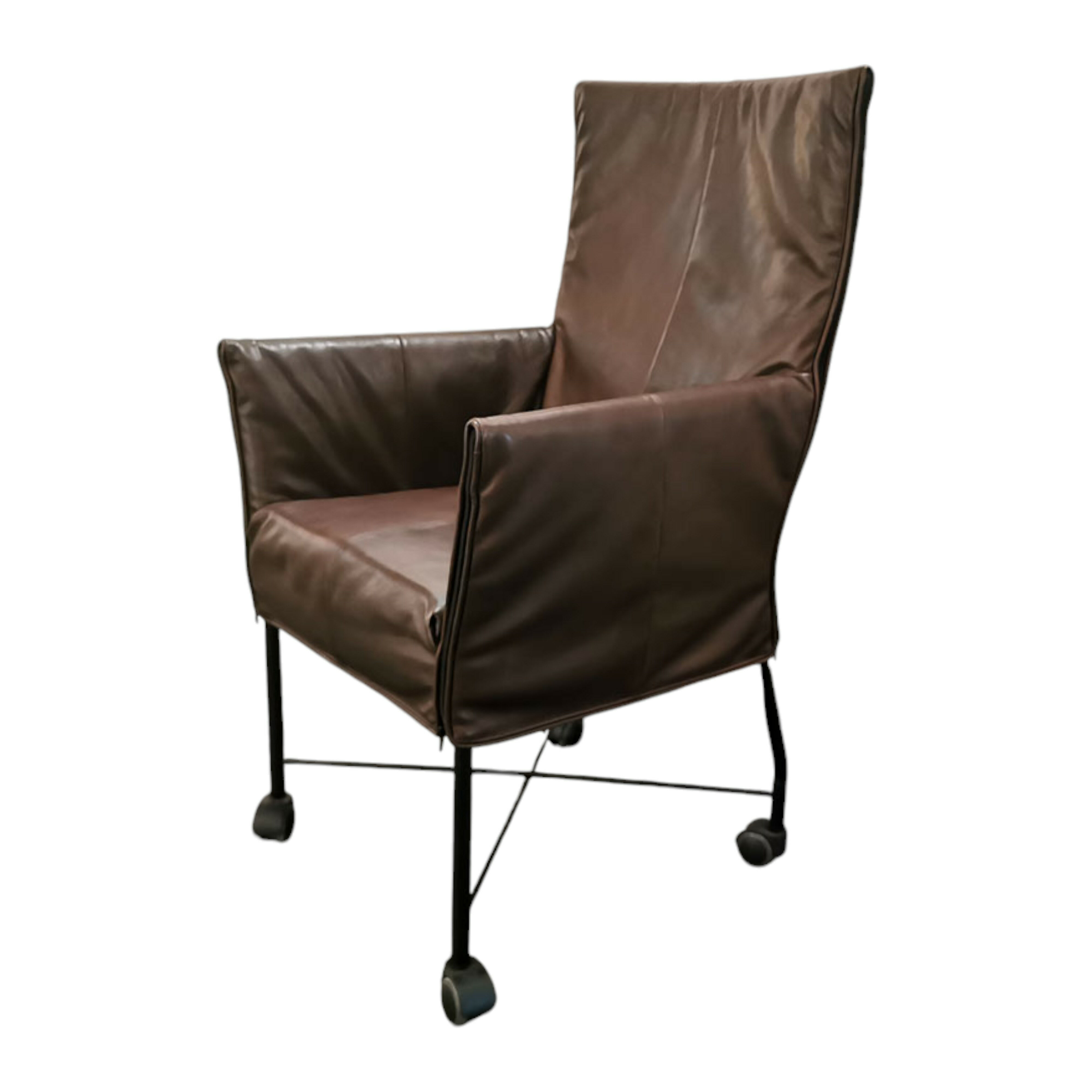 Montis - Stuhl Chaplin Flex Leder Rancho Sienna Braun Gestell Büro Metall Schwarz Mit Rollen - 1