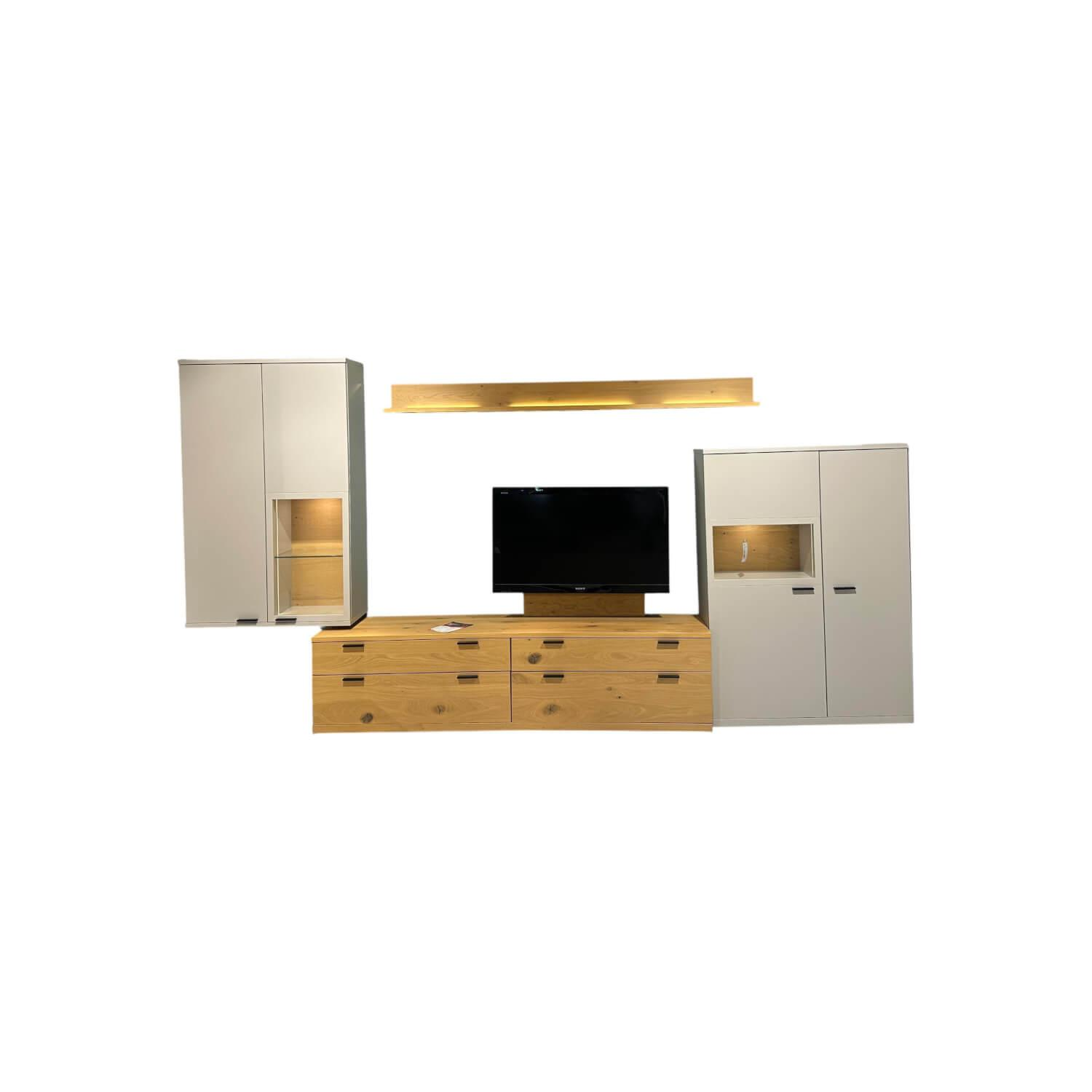 Mondo - Wohnwand Artist Lack Grau Mit Beleuchtung Und TV-Halter Wandbefestigung - 1