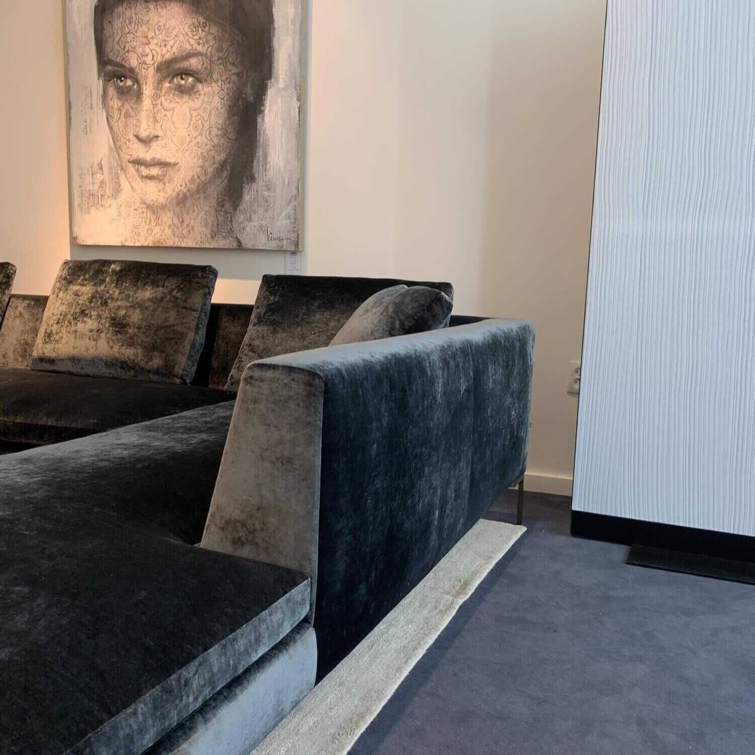 B&B Italia - Ecksofa Charles Stoff Samara Super Anthrazit Füße Edelstahl Anthrazit - 8