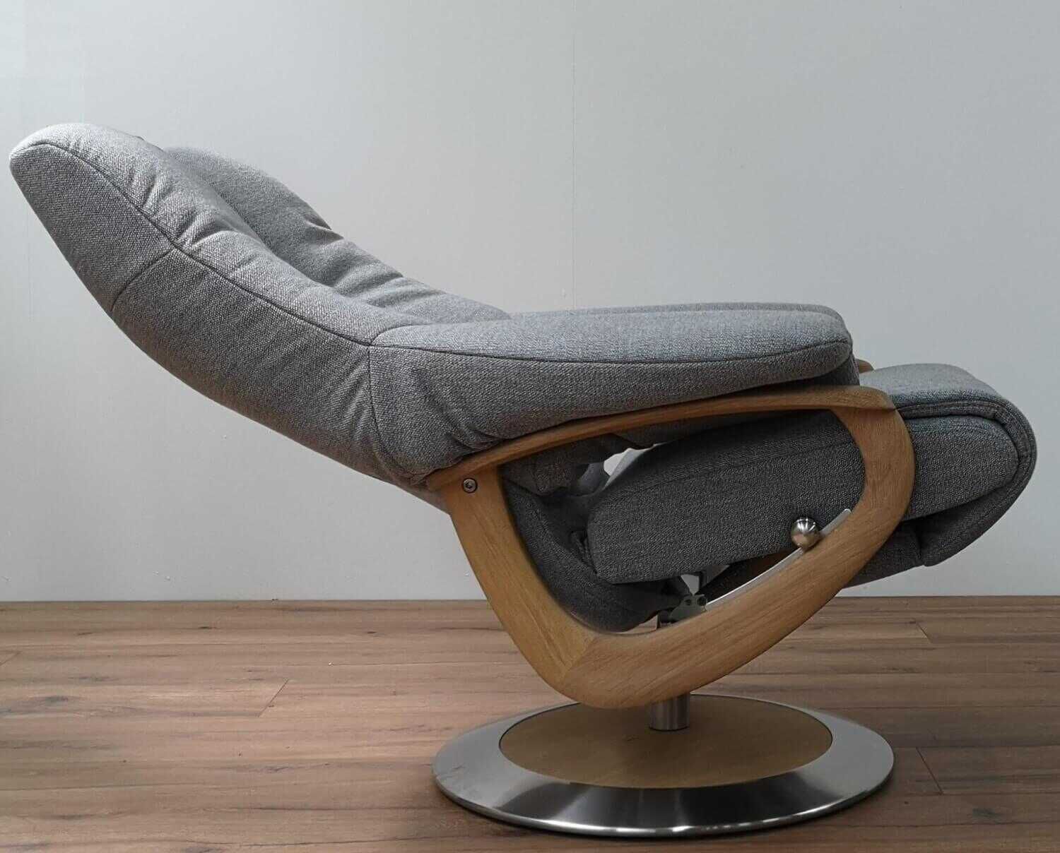 himolla - Zerostress Sessel 7629 36D Stoff 24 Q2 Fashion Gletscher Grau mit Hocker - 8