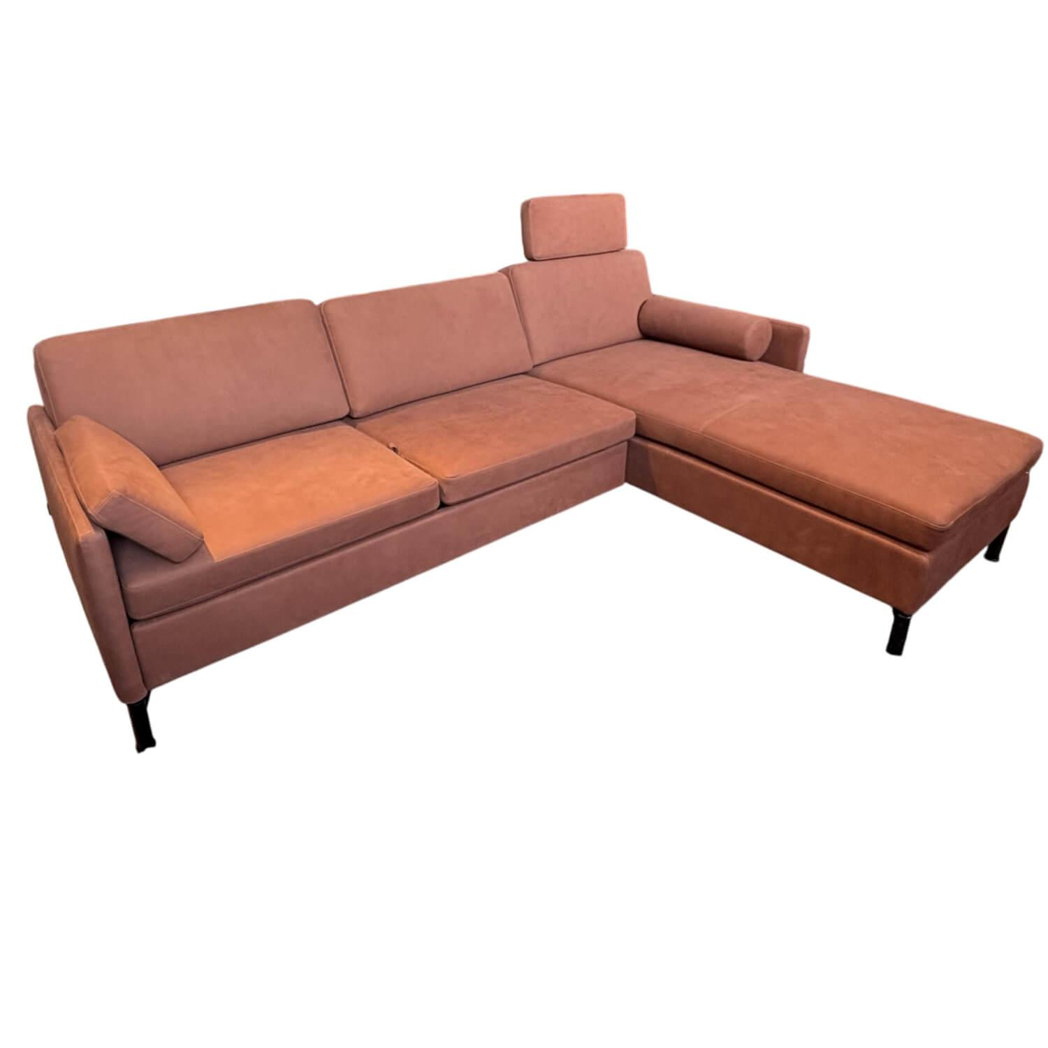 Brühl - Ecksofa Alba 55/70 Leder Taron 45 Cognac Braun Metallfüße Schwarz - 1