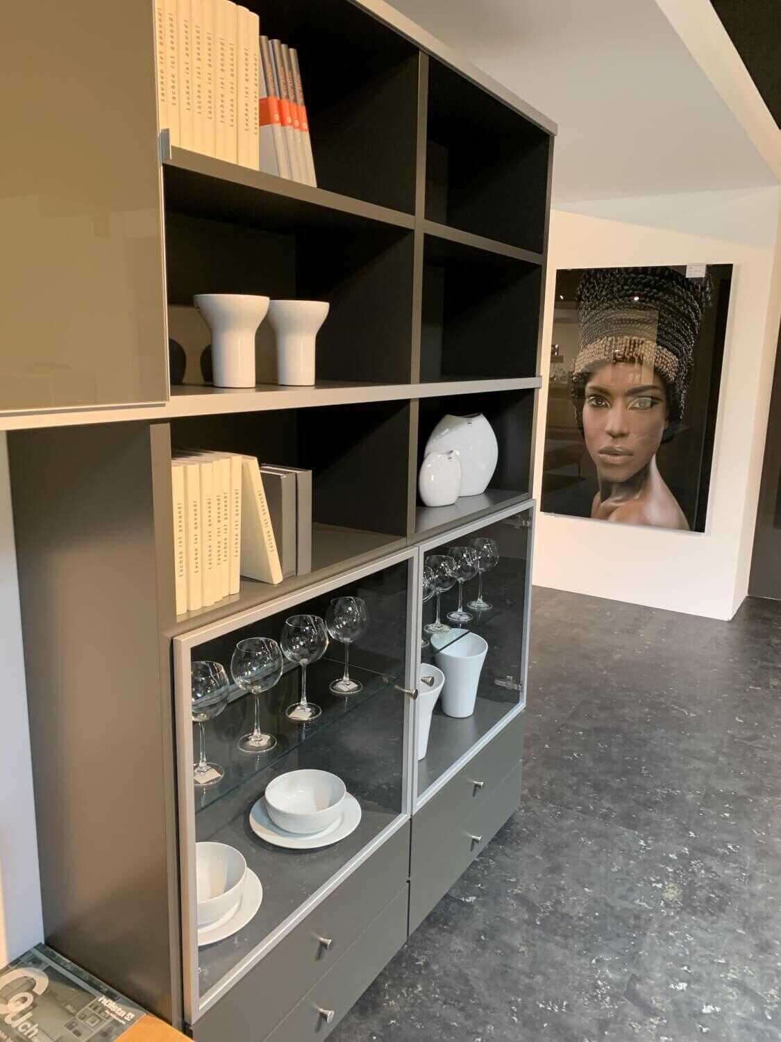 Hülsta - Wohnwand Mega Design Lack Hochglanz Grau Weiß - 6