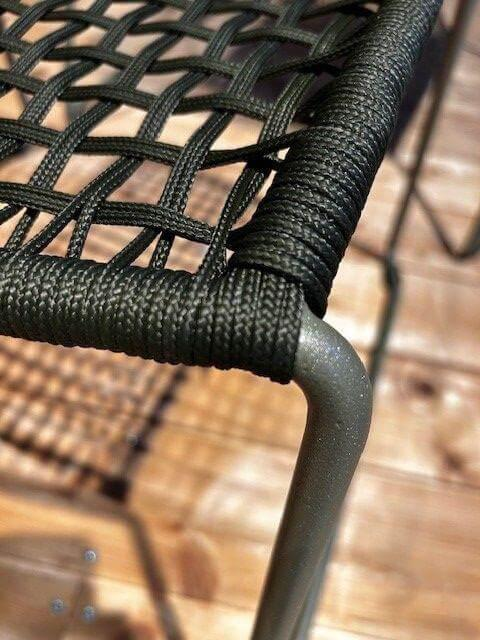 Weishäupl - Stuhl Slope Gestell Perlgrün Korpelgeflecht Moos mit Hocker - 3