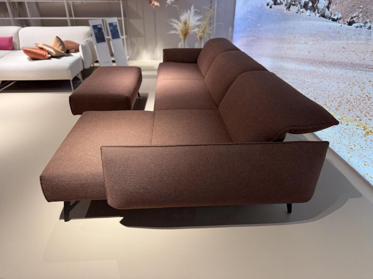 himolla - Ecksofa Tangram 9660 Stoff 08 Hazel Braun Gestell Metall Anthrazit Inklusive Hocker Und Verstellung - 5