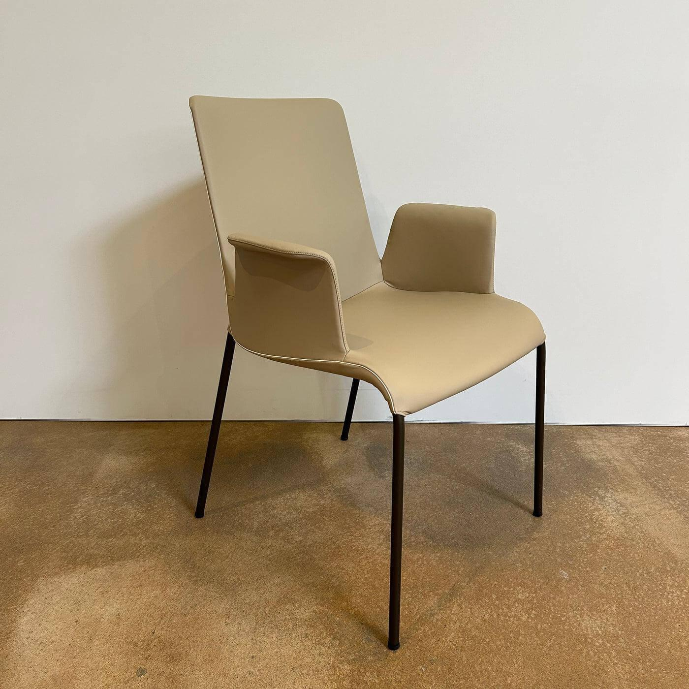 Walter Knoll - Armlehnstuhl Liz 1314 Leder Ascot Pearl Beige Gestell Bronze Schwarz Matt Hoher Rücken - 5