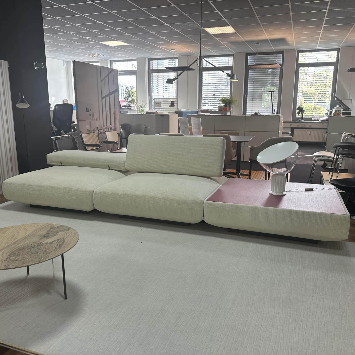 Paola Lenti - Sofa Agio Stoff Chenille Saint Germain CHE02 Beige Gestell Metall Grafite Grau Lackiert Inklusive Kissen - 9
