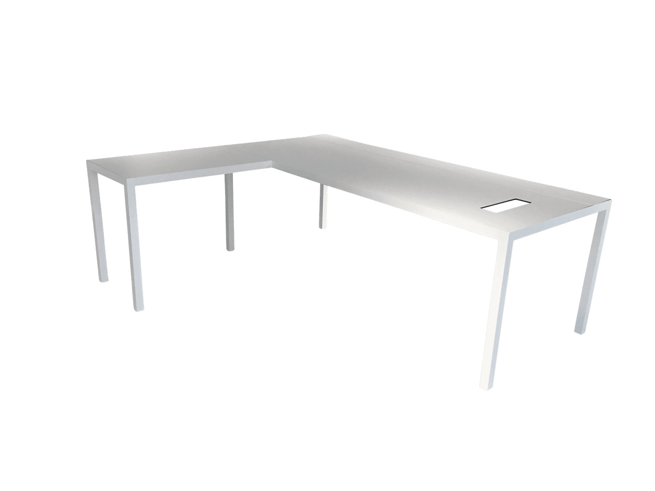Arbeitstisch Desk 3.0 Tischplatte HPL Weiß mit Kabeldurchlass