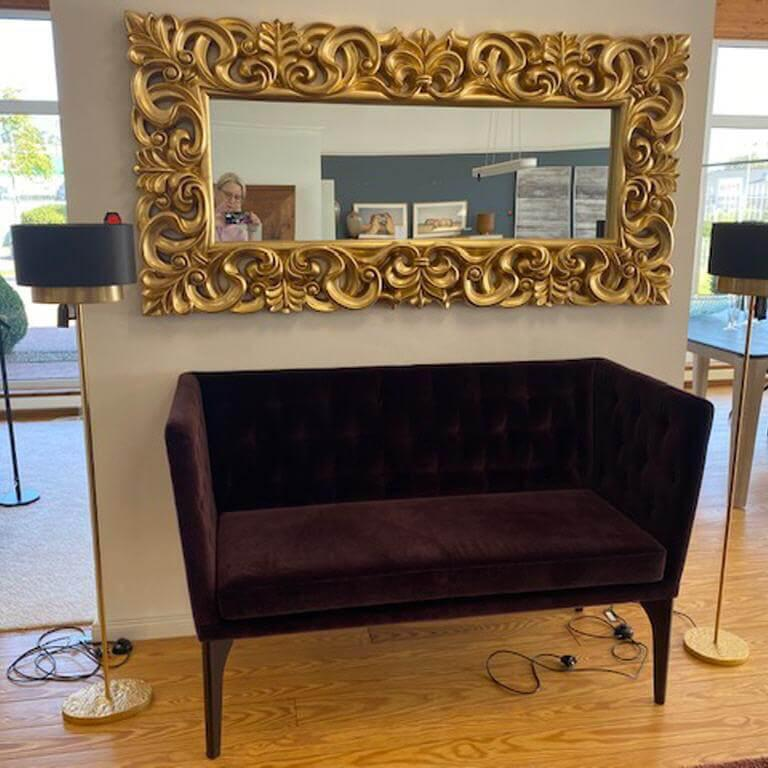 Bielefelder Werkstätten - Bank Polo Petit Stoff Samt Velour BW Emilia 1762-111 Lila Rot Untergestell Massivholz Schwarz - 5