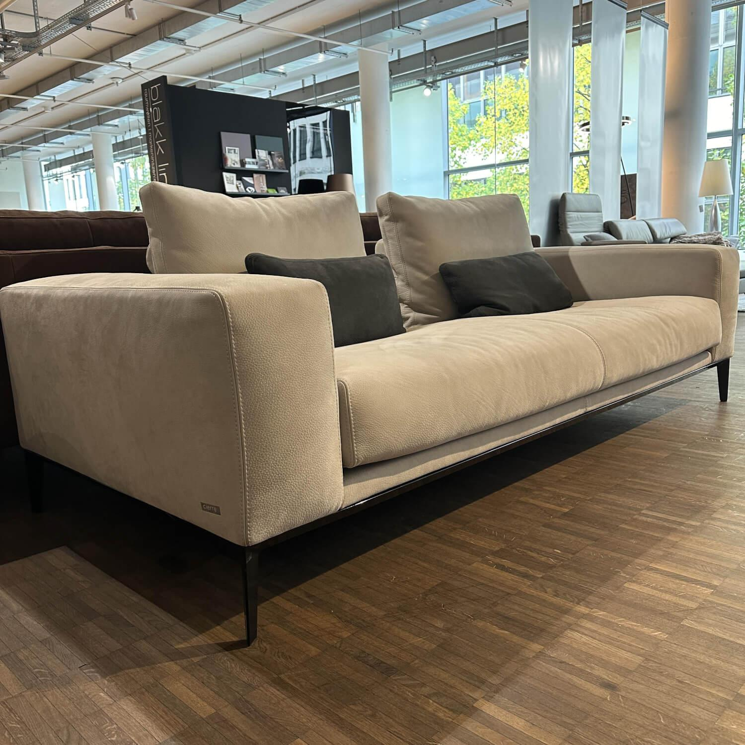 Cierre - Sofa Ibiza in Leder Nabuk FB 12 mit 2 Dekokissen - 2