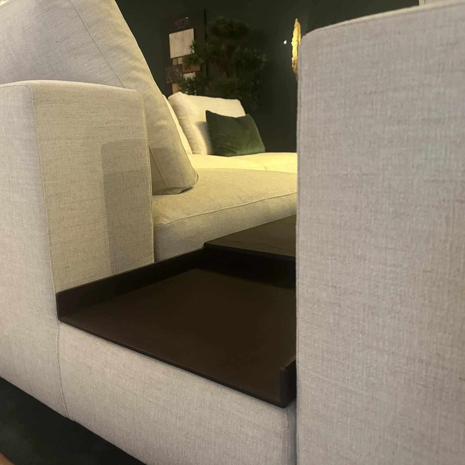 Walter Knoll - Ecksofa Living Landscape Stoff Garbo 7737 Pearl 25 Beige Sockel Buche Schwarz Lackiert - 3