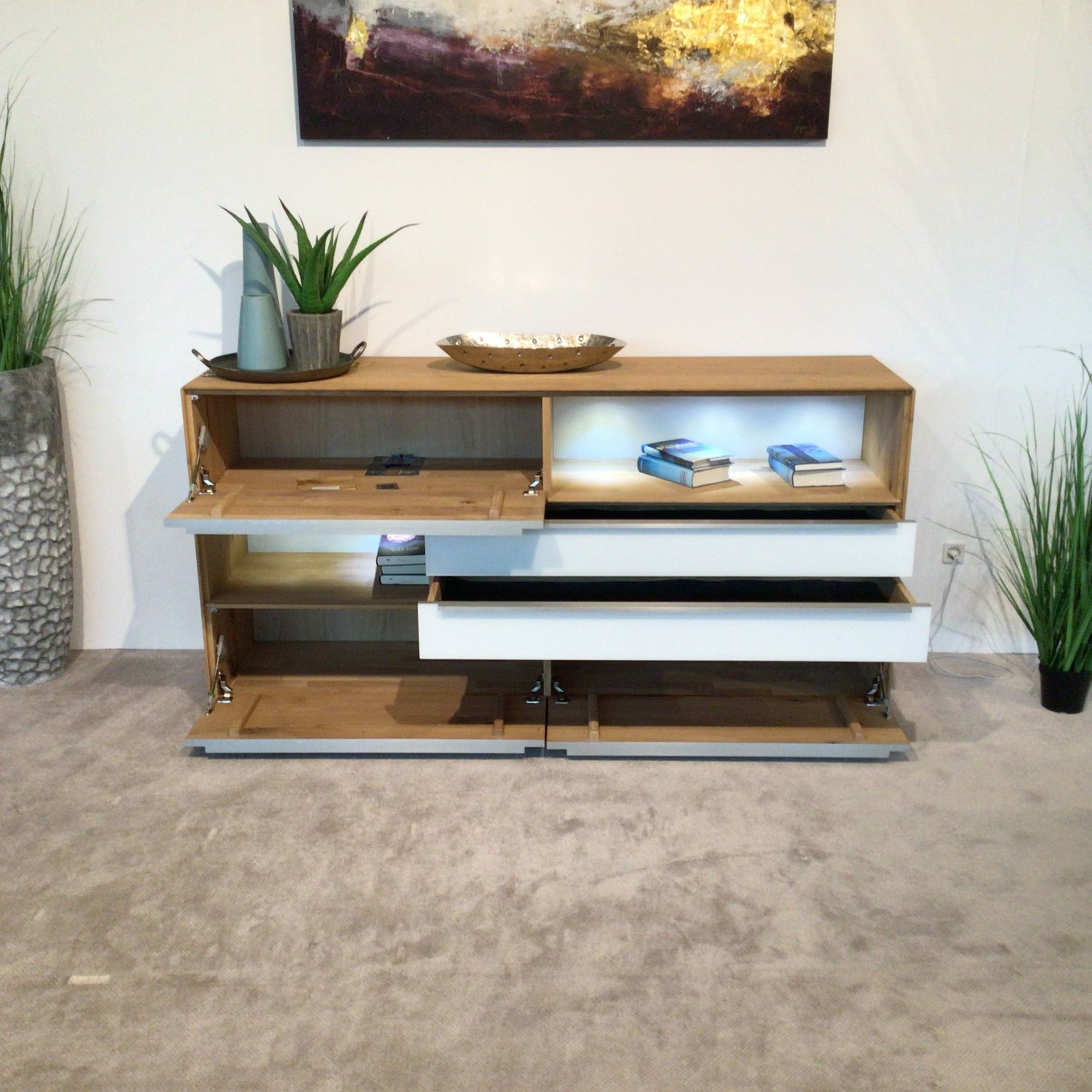 Venjakob - Sideboard Vendla Santanaeiche Hell Geölt Lack Weiß Matt mit LED-Beleuchtung - 2