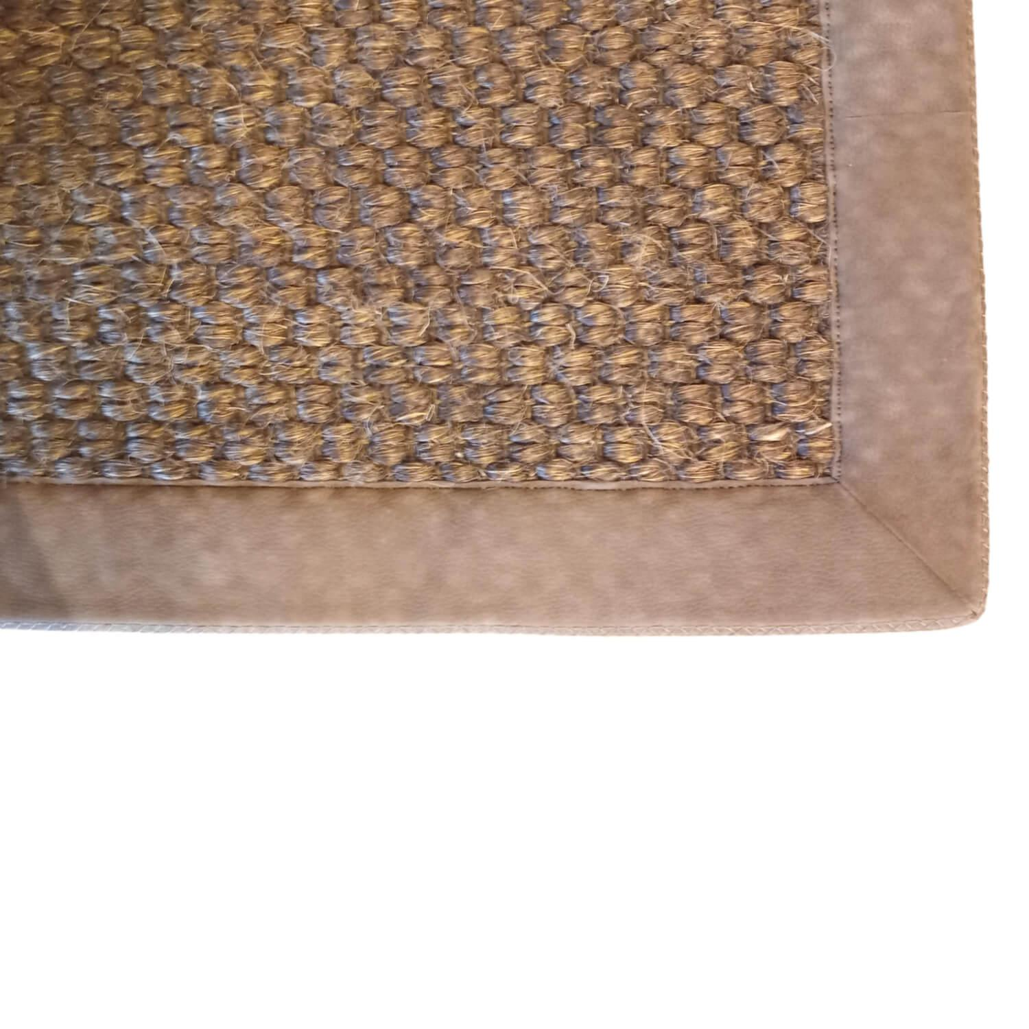 Jab Anstoetz - Teppich 200x200 Tropic Braun Textil Mit Einfassung In Nubukleder - 1