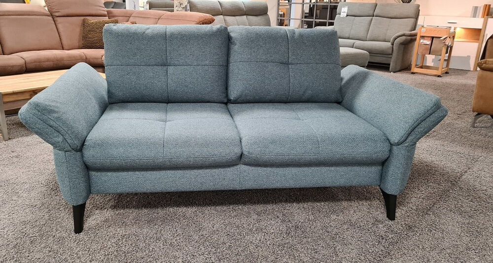 Poco - Schlafsofa Zweisitzer Dreisitzer Kayla Stoff Portofino Blau Grau - 5