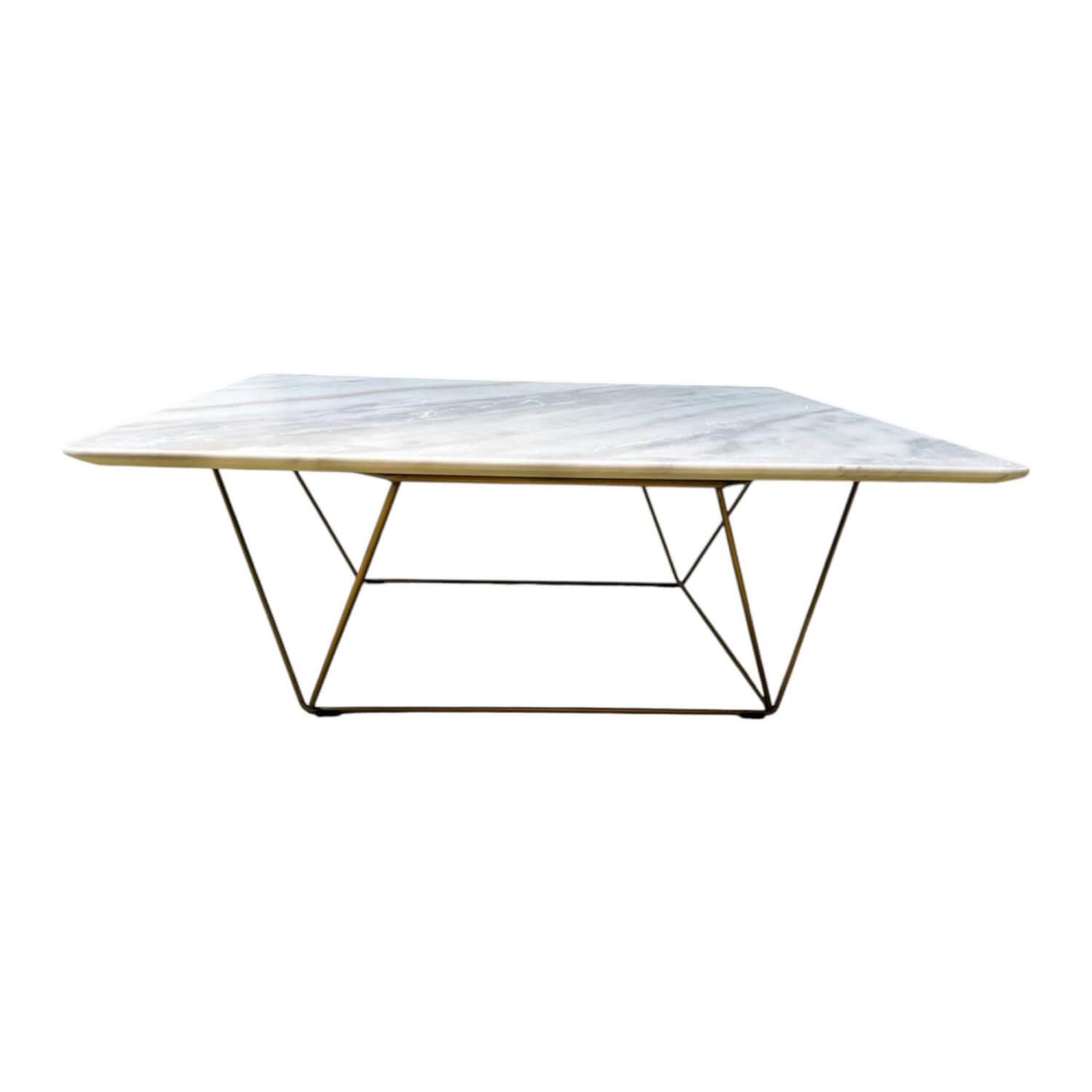 Walter Knoll - Beistelltisch Oki 131 T8 Platte Naturstein Bianco Lasa Weiß Gestell Messing Inklusive Kunststoffgleiter - 1