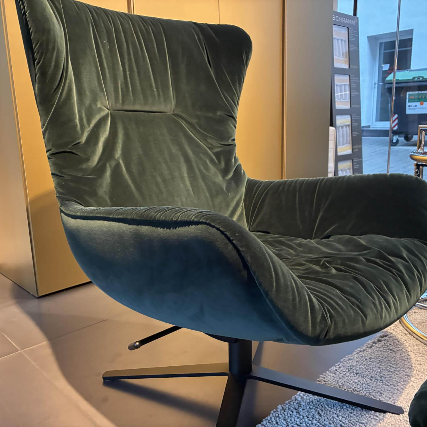 Freifrau - Sessel Leya Wingback Chair Stoff Grün Gestell Metall Schwarz Mit Wippmechanik Inklusive Hocker - 4