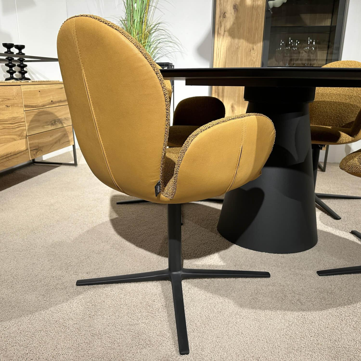 Venjakob - Essgruppe Ancona Und Bari Platte Dekton Laurent Schwarz Sitz Stoff WE A Genua Curry Und Leder Gavin Kurkuma Gelb Gestell Anthrazit - 11