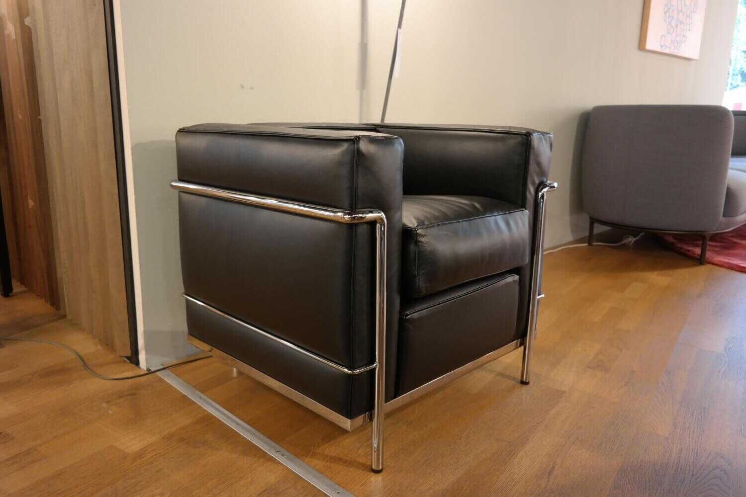 cassina-sessel-lc2-lcx-leder-new-13y414-grafite-schwarz-gestell-verchromt-627a283e8a99 Cassina - Sessel LC2 LCX Leder New 13Y414 Grafite Schwarz Gestell Verchromt - 1