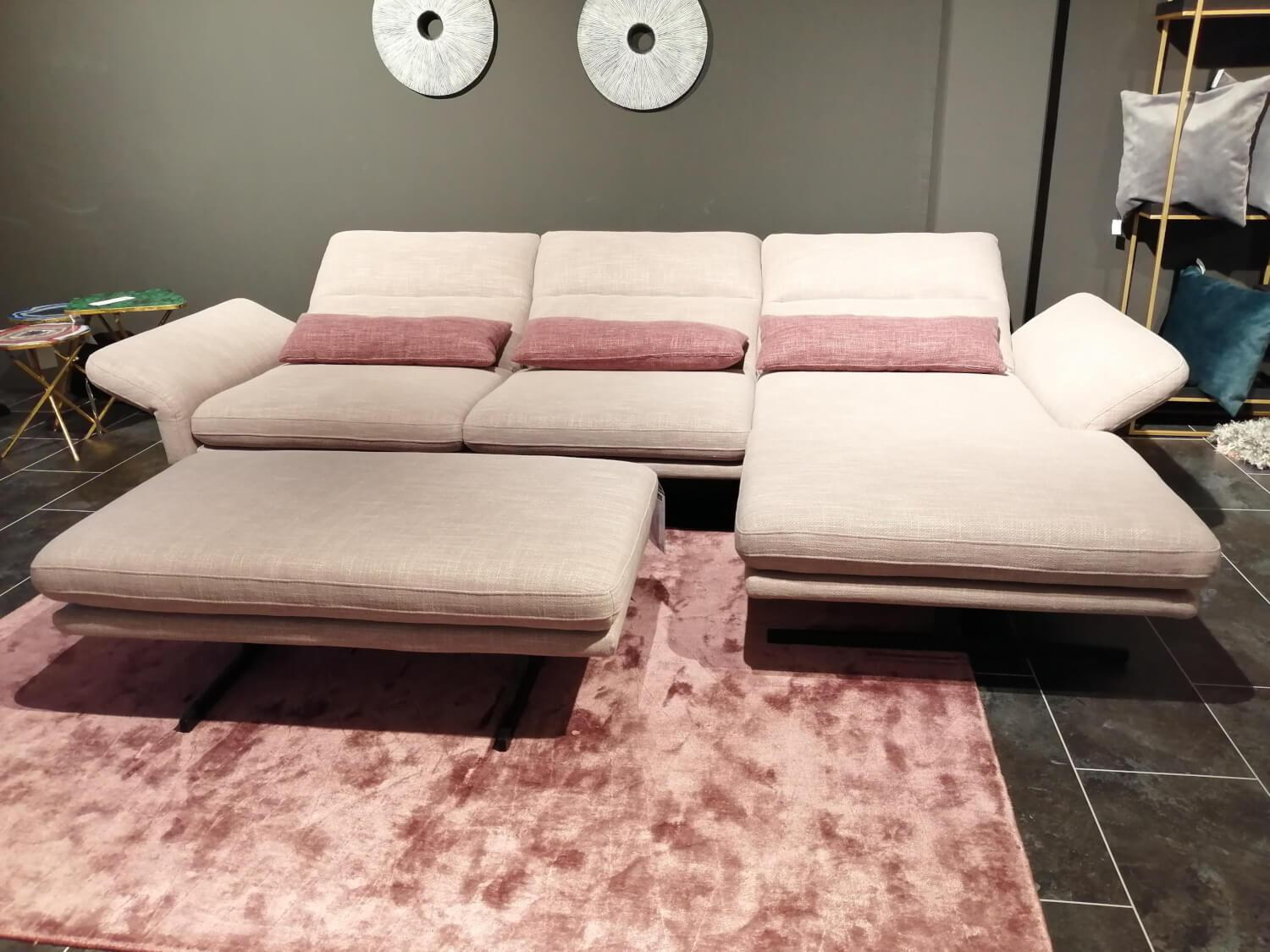 Comfort Republic - Ecksofa Alexander Stoff Magnolia Rosa Beige mit Hocker - 7