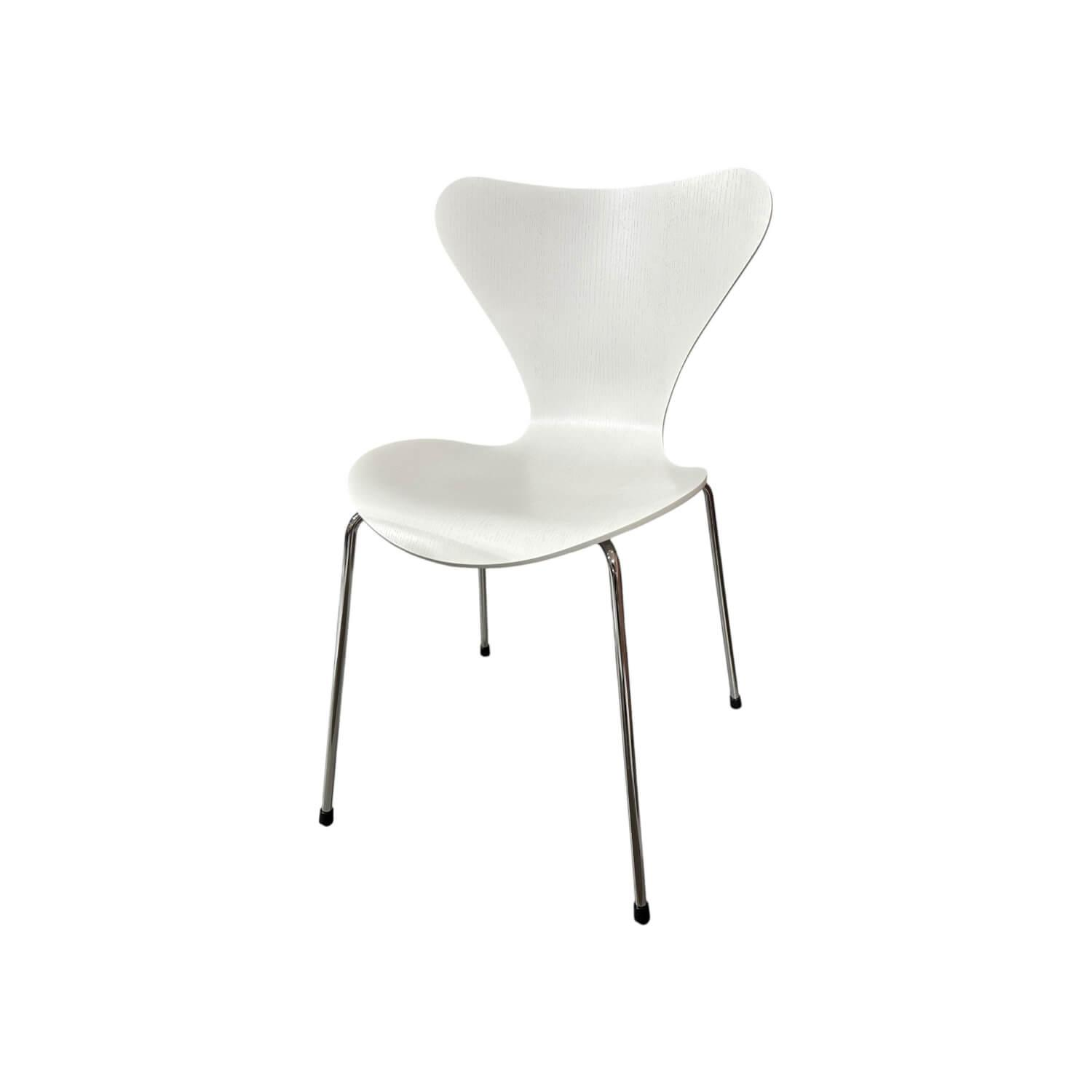 Fritz Hansen - Stuhl Die Serie 7 3107 Schale Esche 105 Weiß Gestell Stahl Verchromt - 1