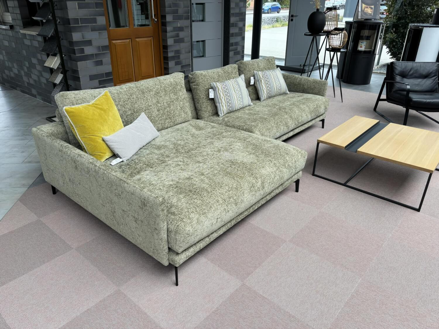 Violetta - Ecksofa Jolina Stoff 50/30 Sage Bissau Grün mit 3 Rückenkissen - 11