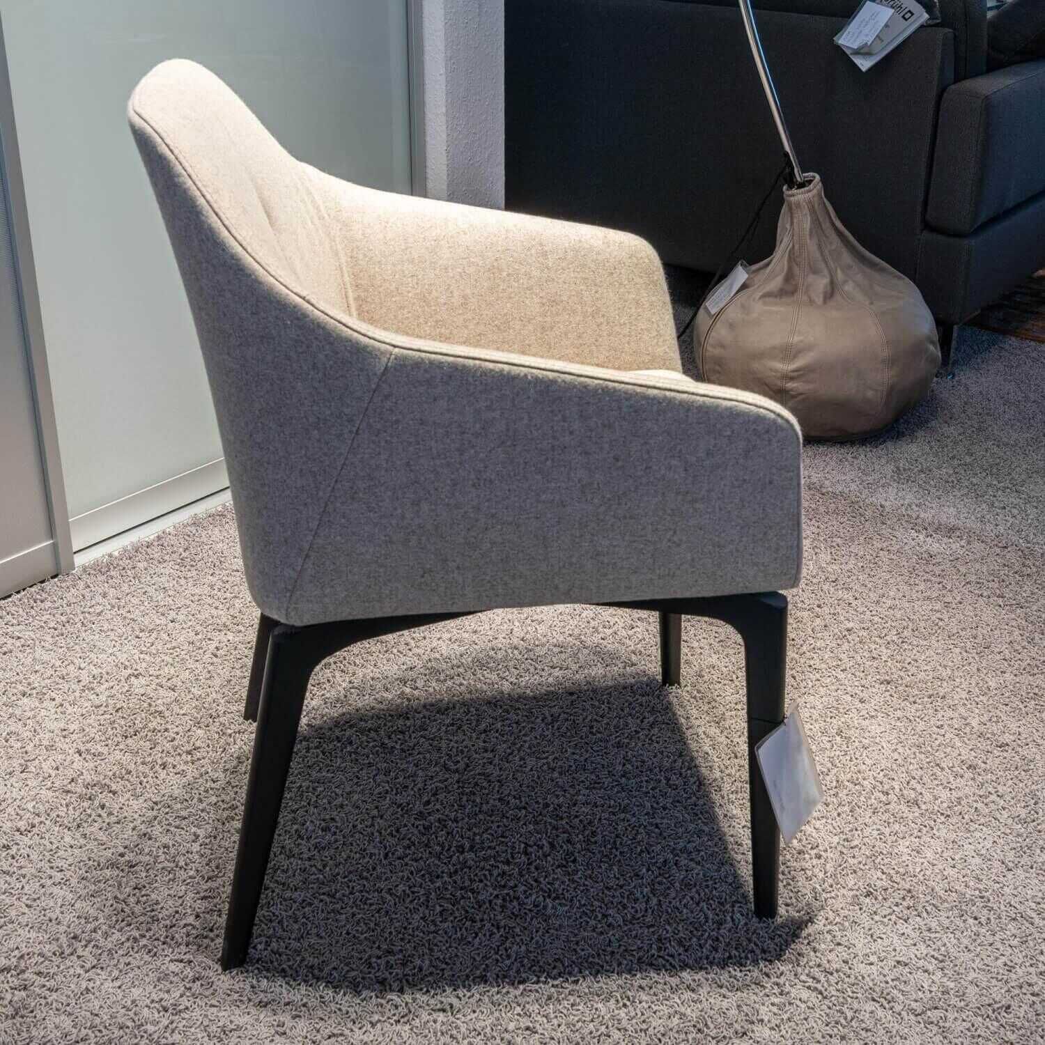 Stuhl DS 279 Stoff Loden Grau Braun Meliert Beine Holz