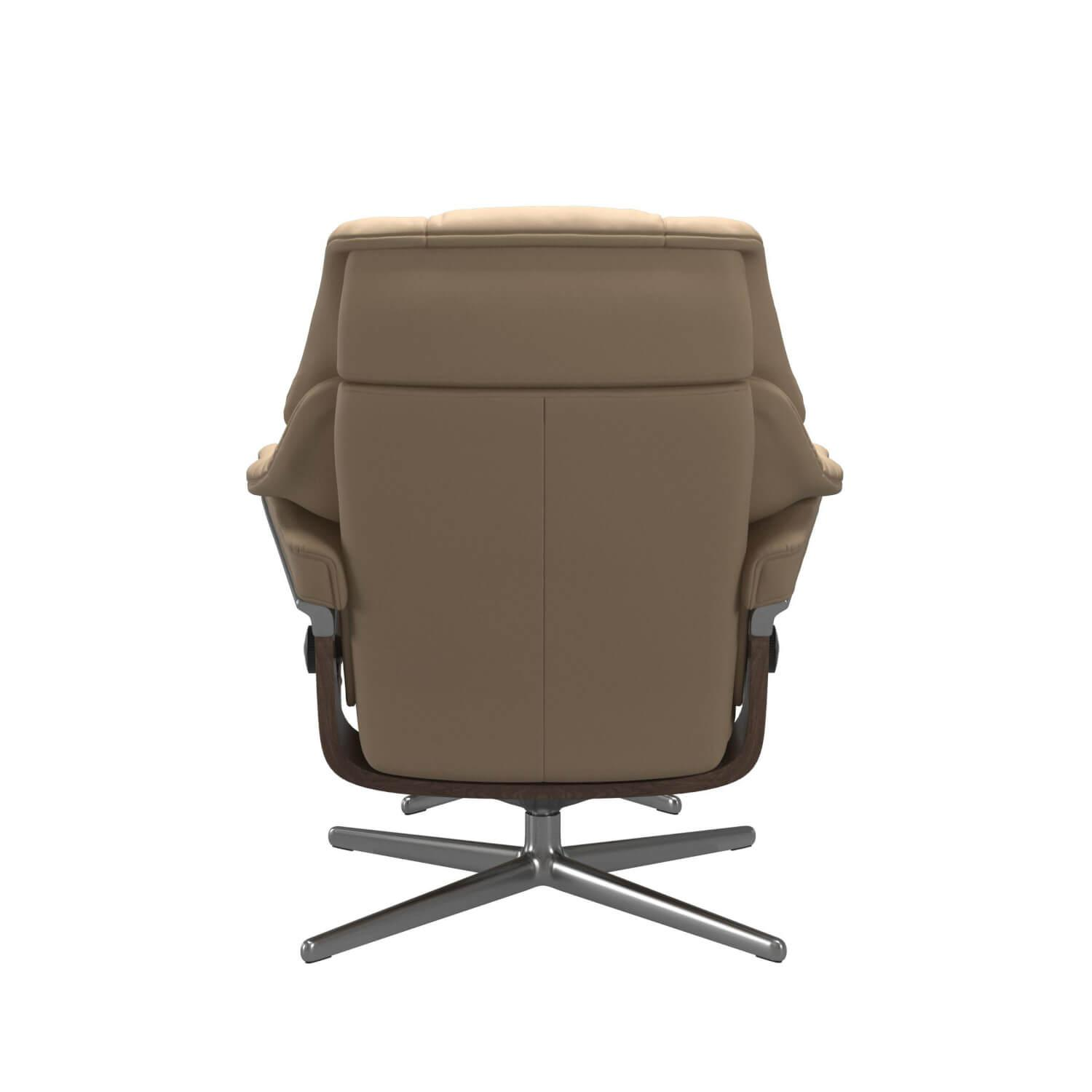 Stressless - Recliner Reno M Leather Paloma 20 Beige Base Cross 40 Alu Wood 06 Walnut With Stool - 2