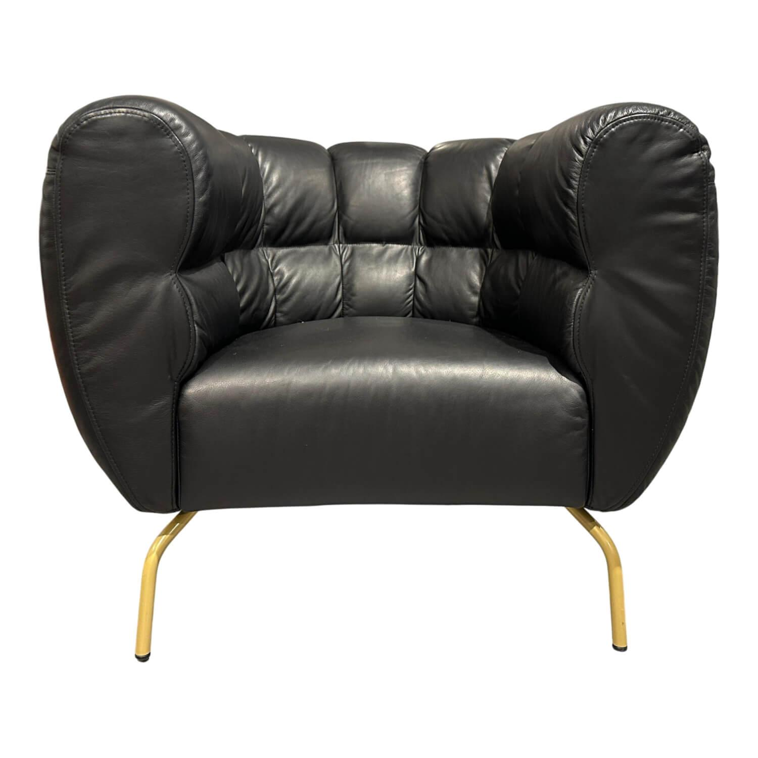 Brühl - Armchair Magnolia 1 Leather 56669 10 Lama Brown Feet Metal Gold-colored Powder-coated - 1