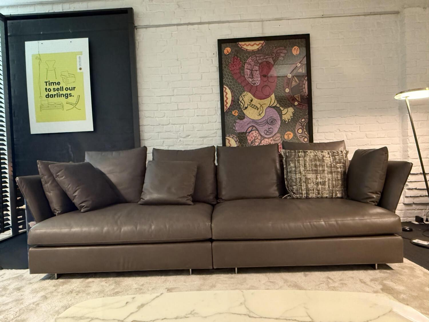 Molteni & C - Sofa Holiday Leder Sria Terra Braun Füße Metal Chrom Poliert - 2
