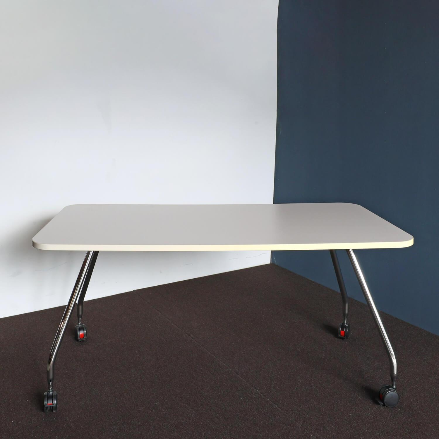 Vitra - Tisch Ad Hoc Rechteckig Platte Melamin Soft Light Mit Rollen Weich Für Harten Boden - 4