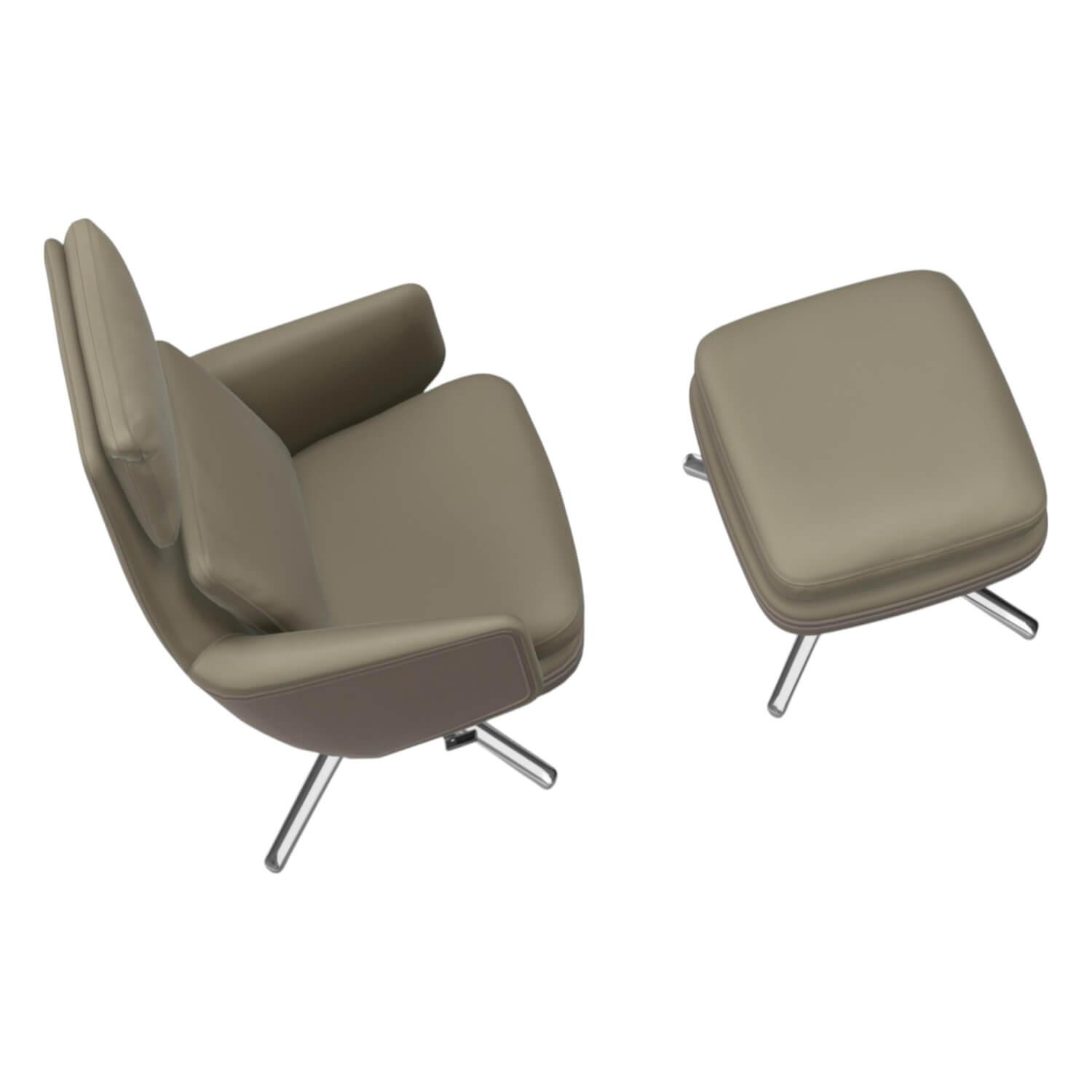 Vitra - Sessel Grand Relax Leder Premium F 71 Sand Außen Leder Forte 07 Sand Mit Ottoman - 2