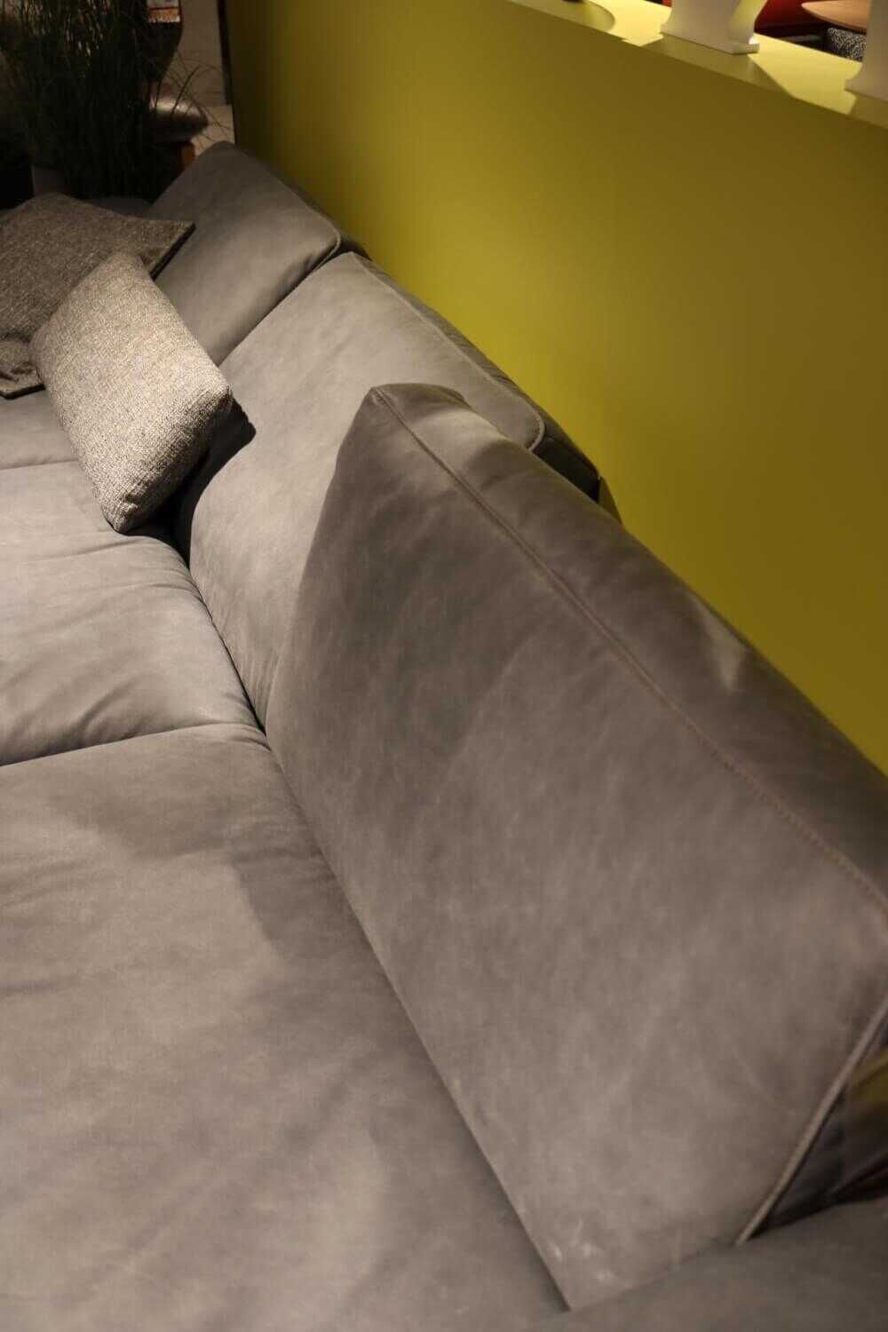 Koinor - Ecksofa Hiero Leder A-India Mare Blau Füße Schwerkufe Metall Nickel Satinier mit Hocker - 6