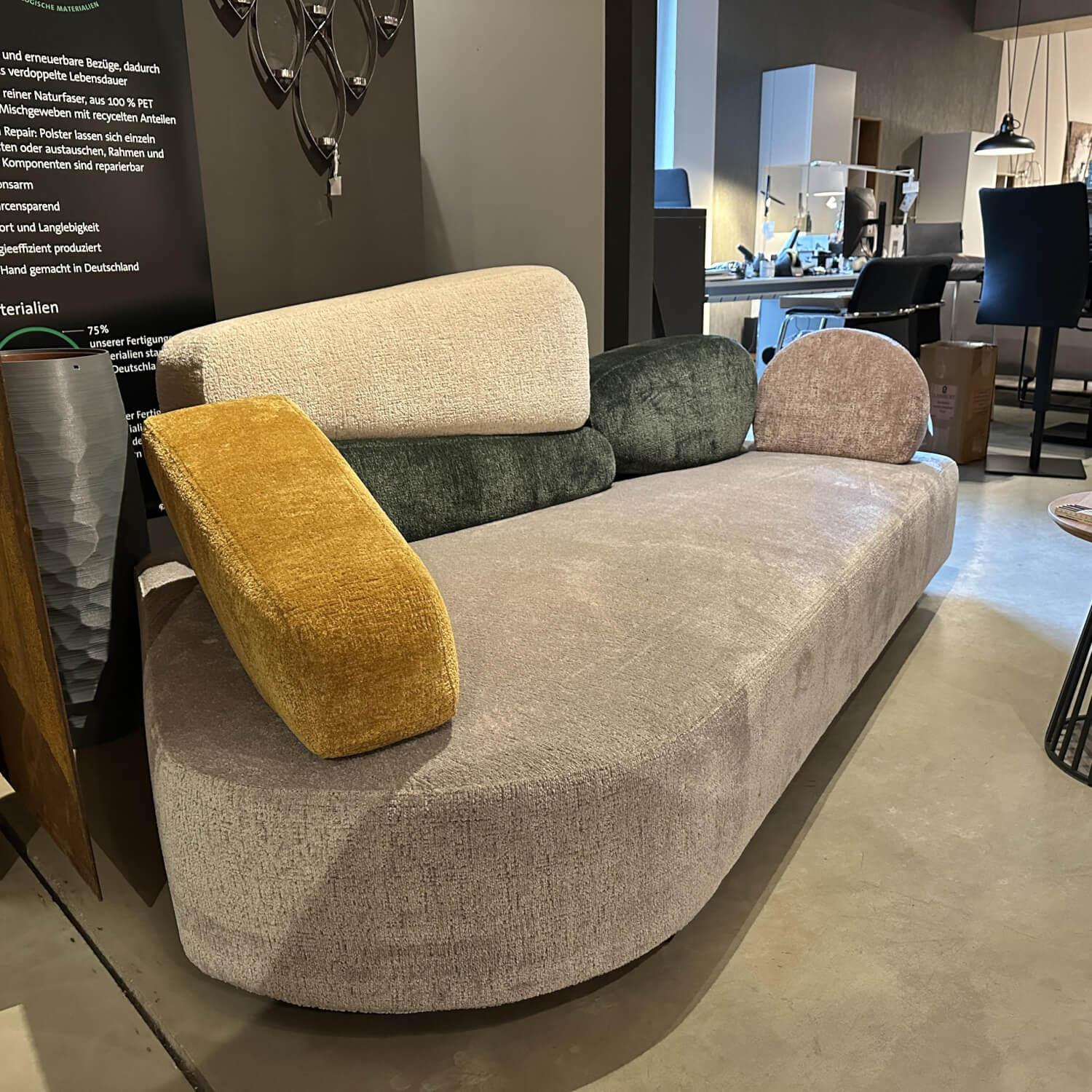 Brühl - Sofa Mosspink Stoff 4401 92 Grau 75 Gelb 45 Creme 35 Grün 80 Rosa Füße Eiche Dunkel Geölt - 6