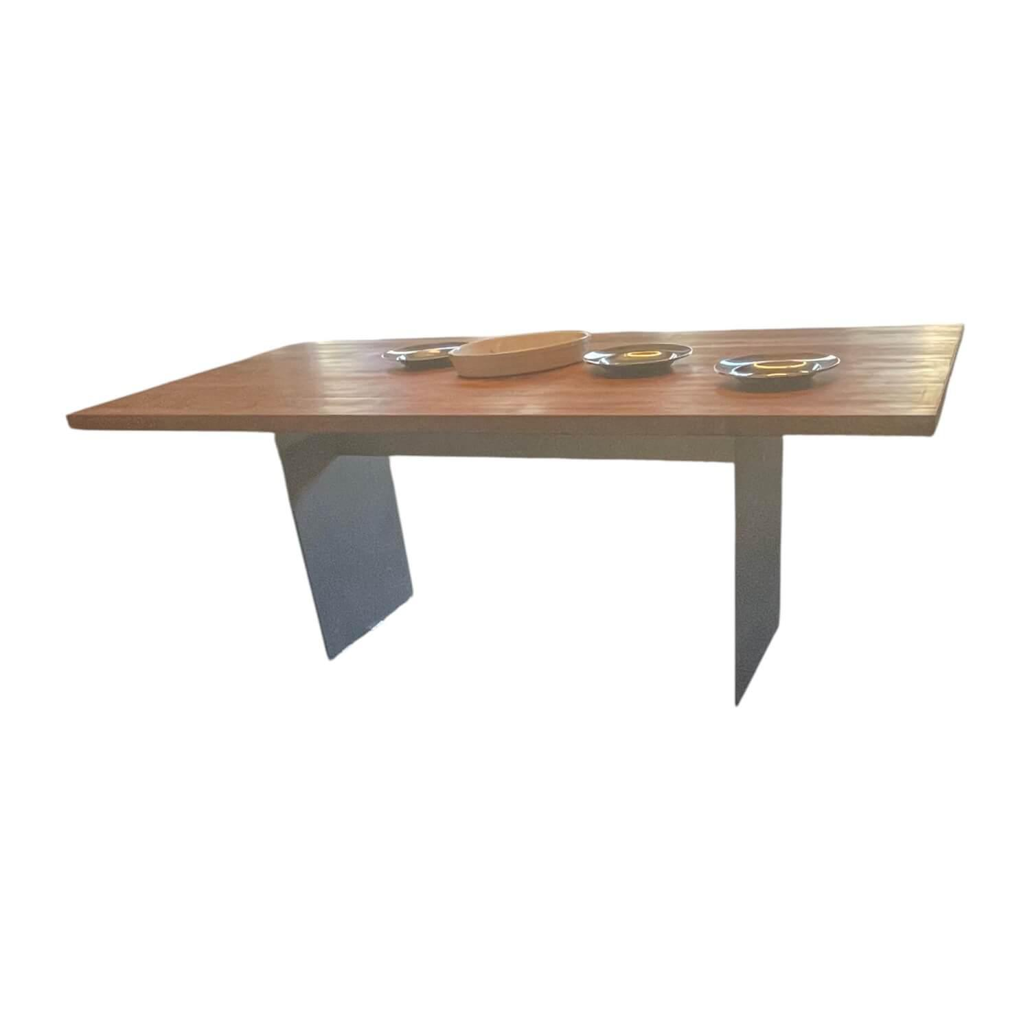 kf furniture - Tisch Theben 3000 Platte Astiger Nussbaum Gestell Stahl Geschliffen Matt Lackiert Schwarz - 1