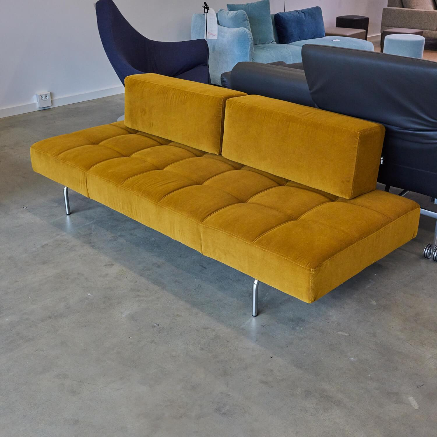 Brühl - Sofa Jerry Stoff Smooth Senfgelb Gelb Fuß Chrom Glänzend Hinten Rollen Mit Klappfunktion - 6