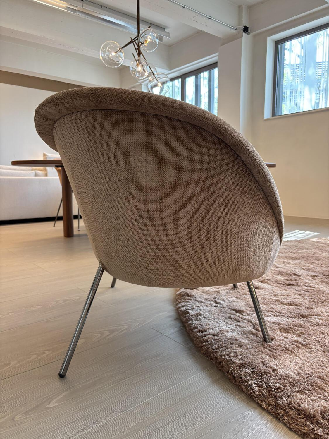 Molteni & C - Sessel Fauteuil Gio Ponti Stoff Wien Cipria Braun Füße Schwarzchrom - 6