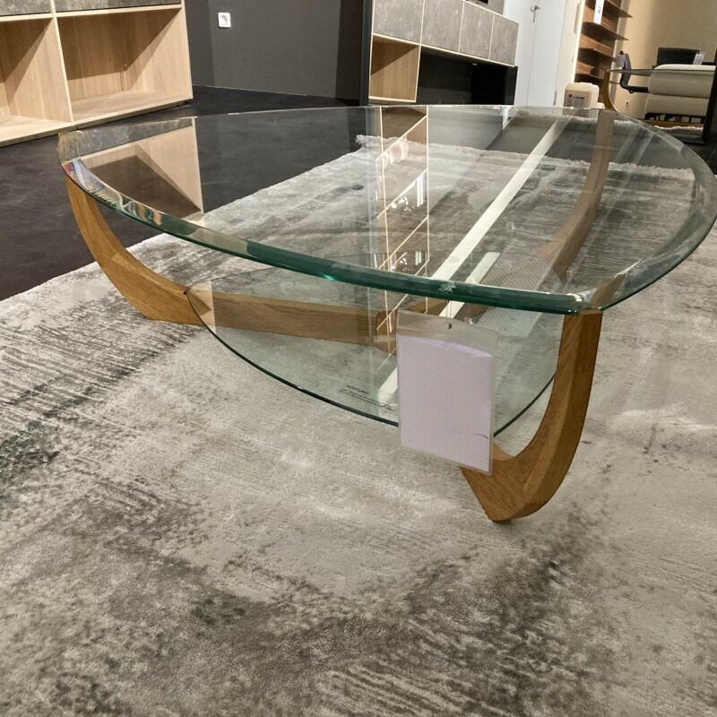 Team 7 - Couchtisch Juwel Platte Klarglas Transparent Gestell Eiche Natur Geölt  - 9