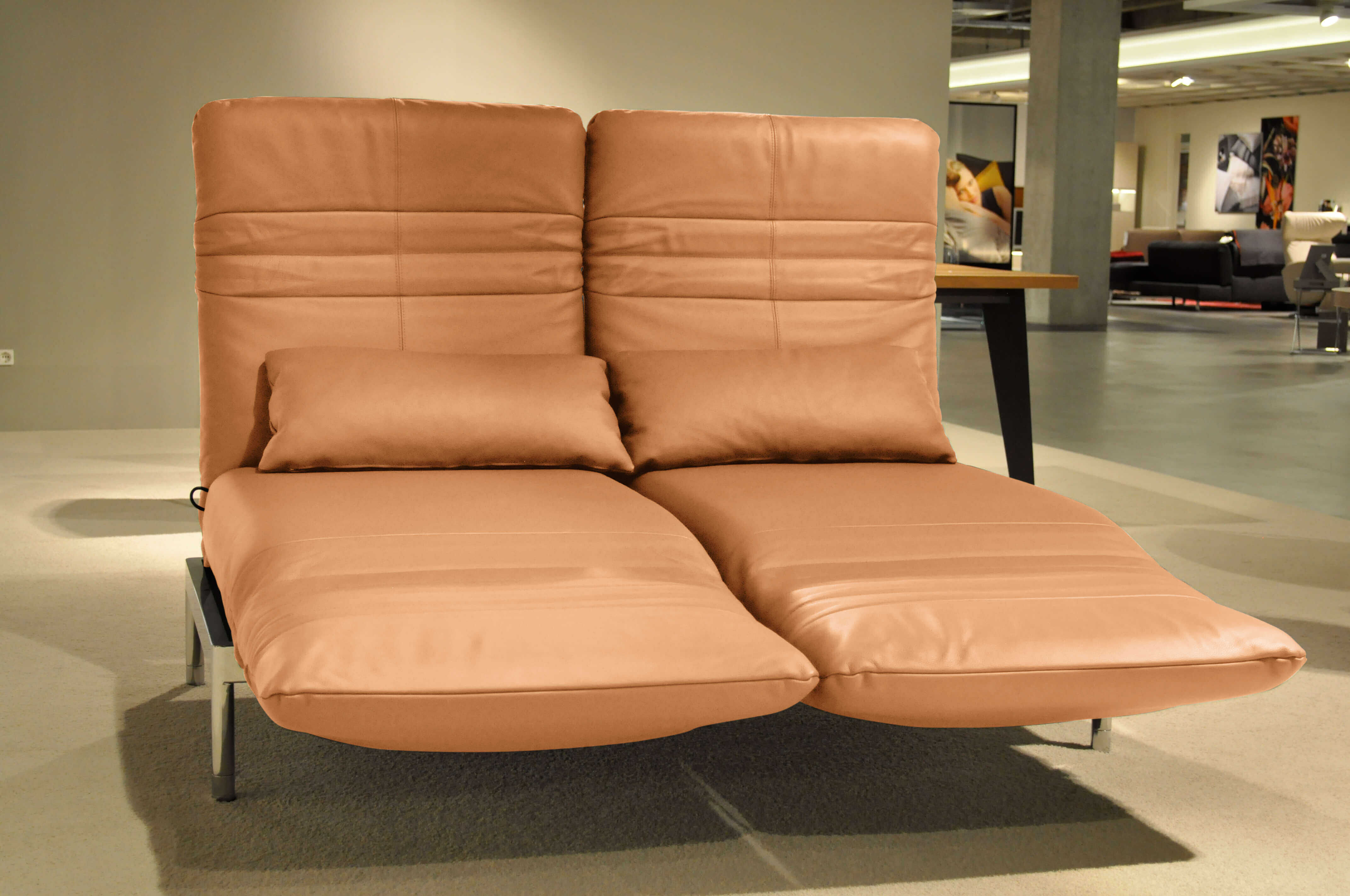 Rolf Benz - Sofa Plura Leder Orange  Liegerücken - 5