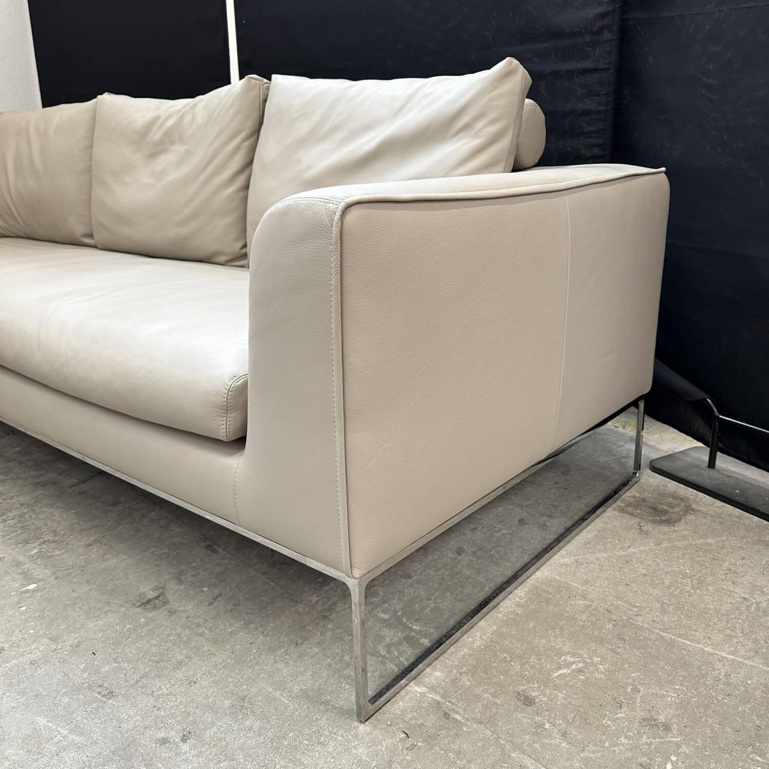 COR - Sofa Mell Lounge 48322 Leder 242 Taupe Fußrahmen Verchromt Mit Filzgleitern Inklusive 3 Rückenkissen Mit Rollen 28020 - 7