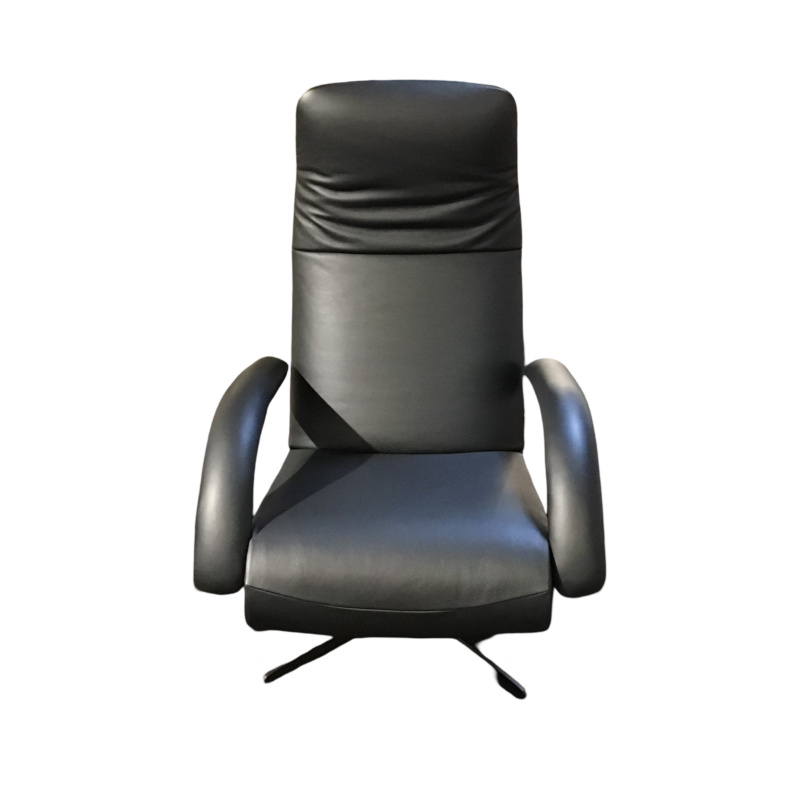 Jori - Relaxsessel Yoga 3391 Leder in Celia Nero Schwarz Metallgestell Lackiert Schwarz Mit Motorischer Armlehne Inklusive Verstellbarer Kopfstütze - 1