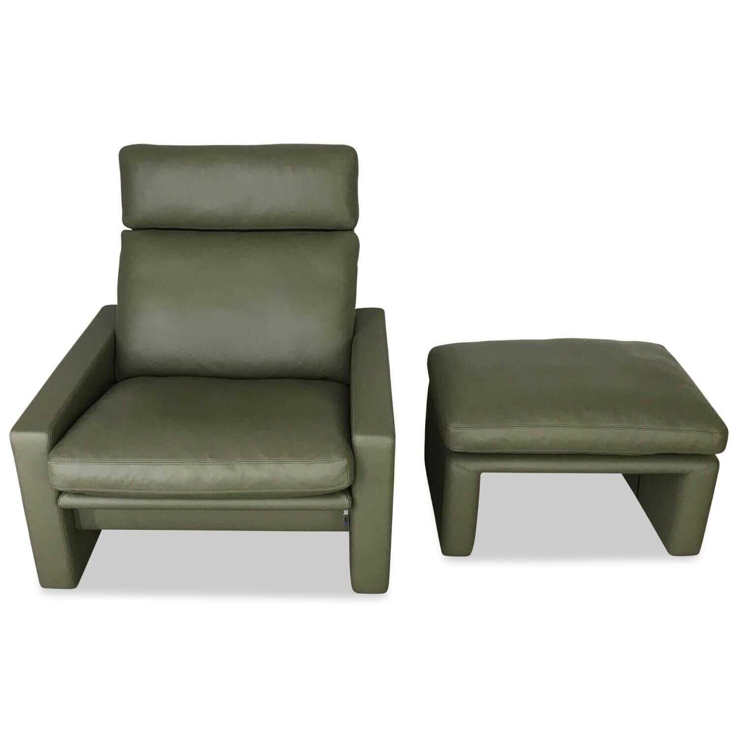 Garnitur Manhattan Leder Grün 2 Sofas 1 Sessel 1 Hocker