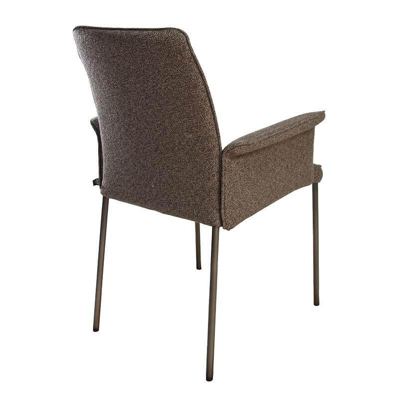 Christine Kröncke - 8er Set Stuhl Jaro Stoff Matteo 021 Roccia Braun Gestell Vierfuß Edelstahl Rauch Braun Matt - 12