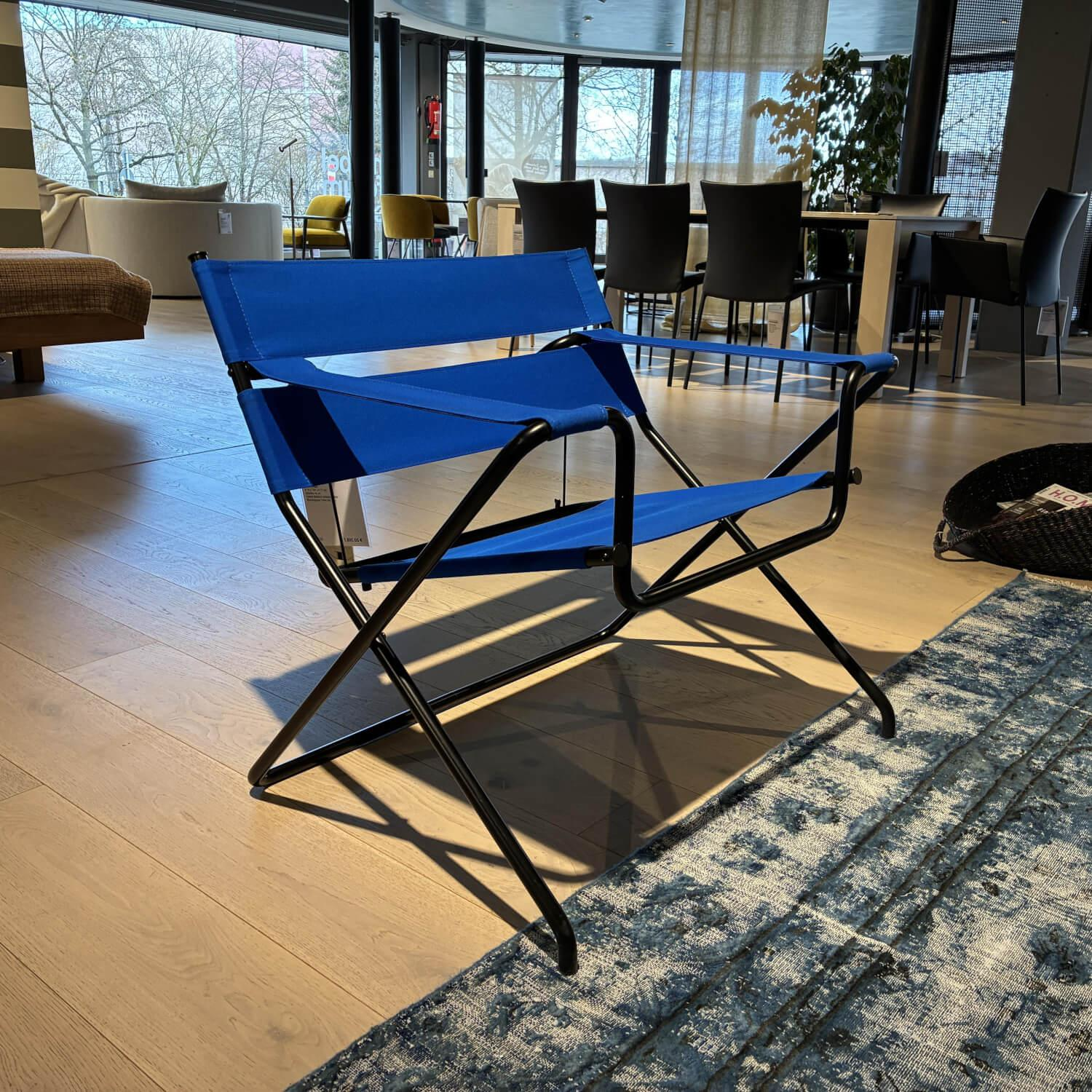Tecta - Bauhaus Faltsessel D4 Bauhausgurt 052 Blau Gestell Stahlrohr Schwarz Pulver - 3