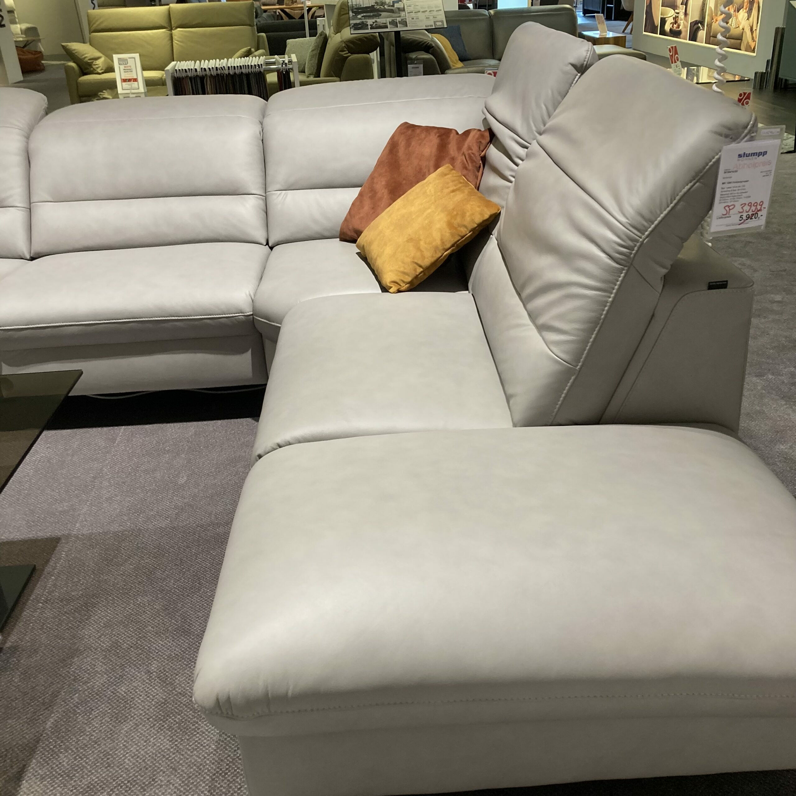 Musterring - Ecksofa MR 1380 Leder Vivre Alu Grau Füße Schwarz mit Verstellfunktionen - 2