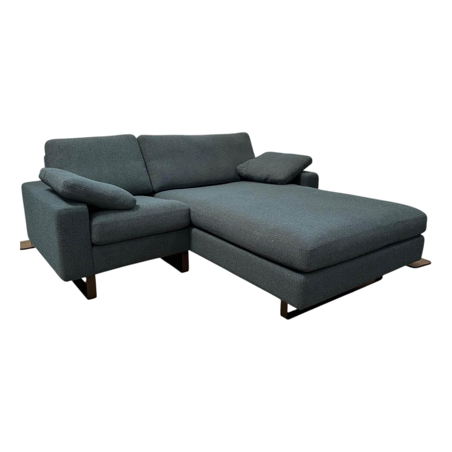 COR - Ecksofa Conseta Stoff 8195 Petrol Blau Gestell Metallkufen Schwarzbraun - 1