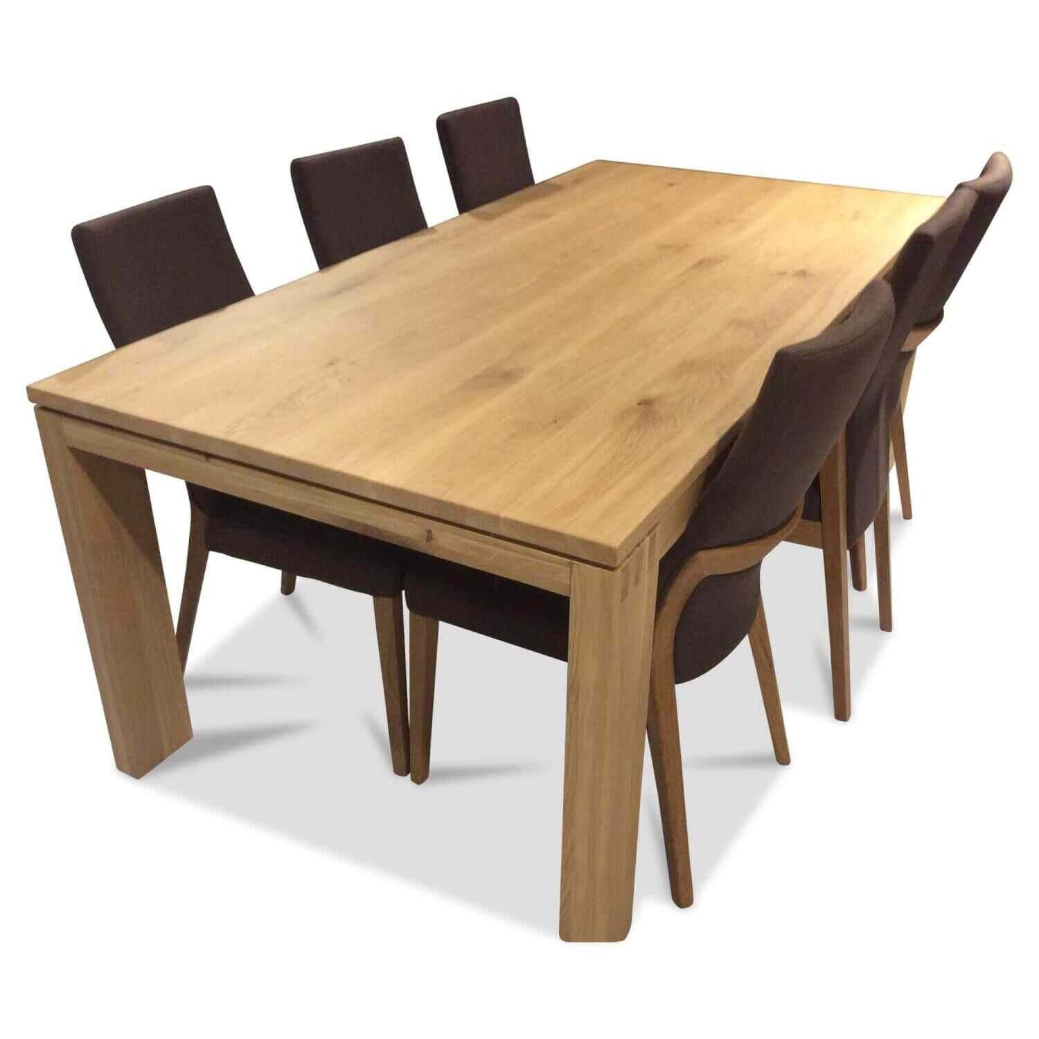 Esstischgruppe Modular Massivholz Wildeiche Natur Tisch mit 6 Stühlen