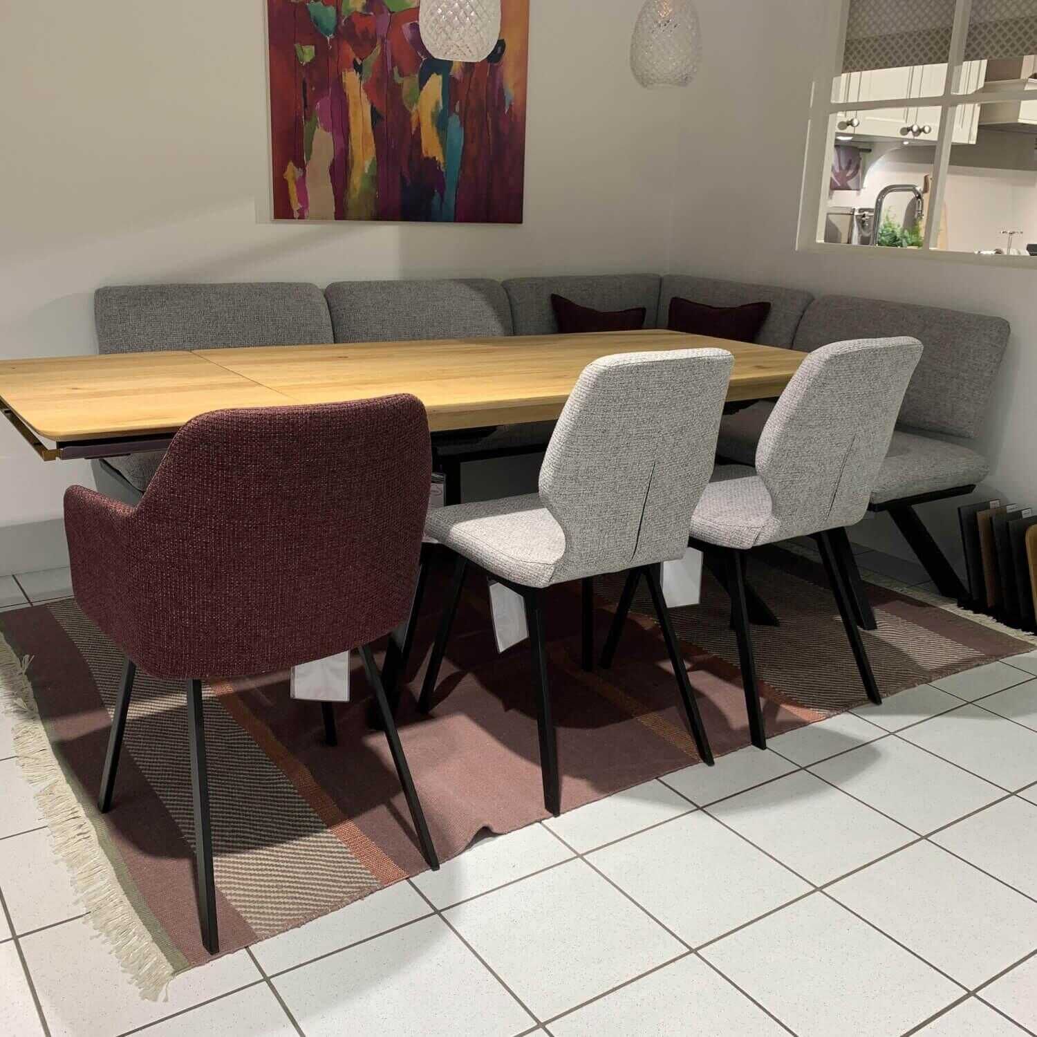 Essgruppe K'Ambiente Tisch Asteiche Samtöl mit Bank und 3 Stühlen