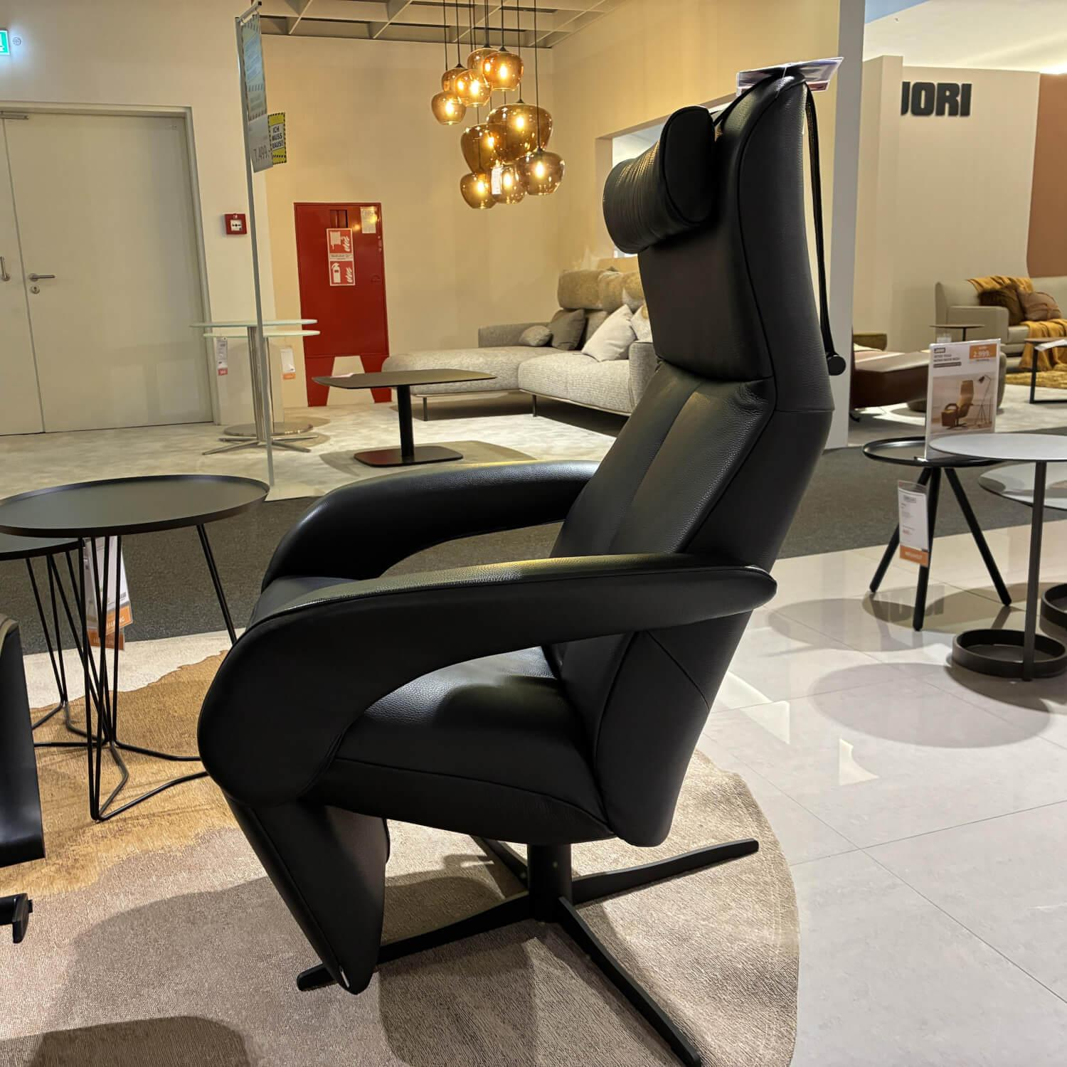 Jori - Sessel Symphony JR-7960 Mono-Move-Medi Leder Celia Nero 4-Sternfuß Schwarz Gewellt Lackiert Inkl. Kissen - 3